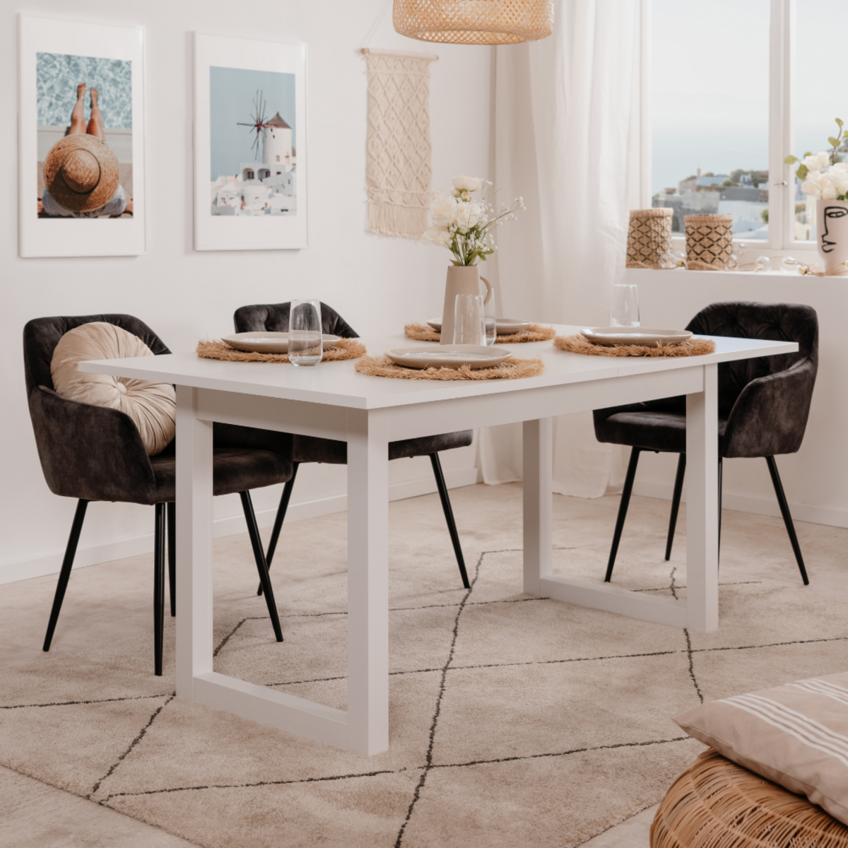 CONCEPT USINE Table à manger industrielle extensible 10 personnes blanche KOTOR