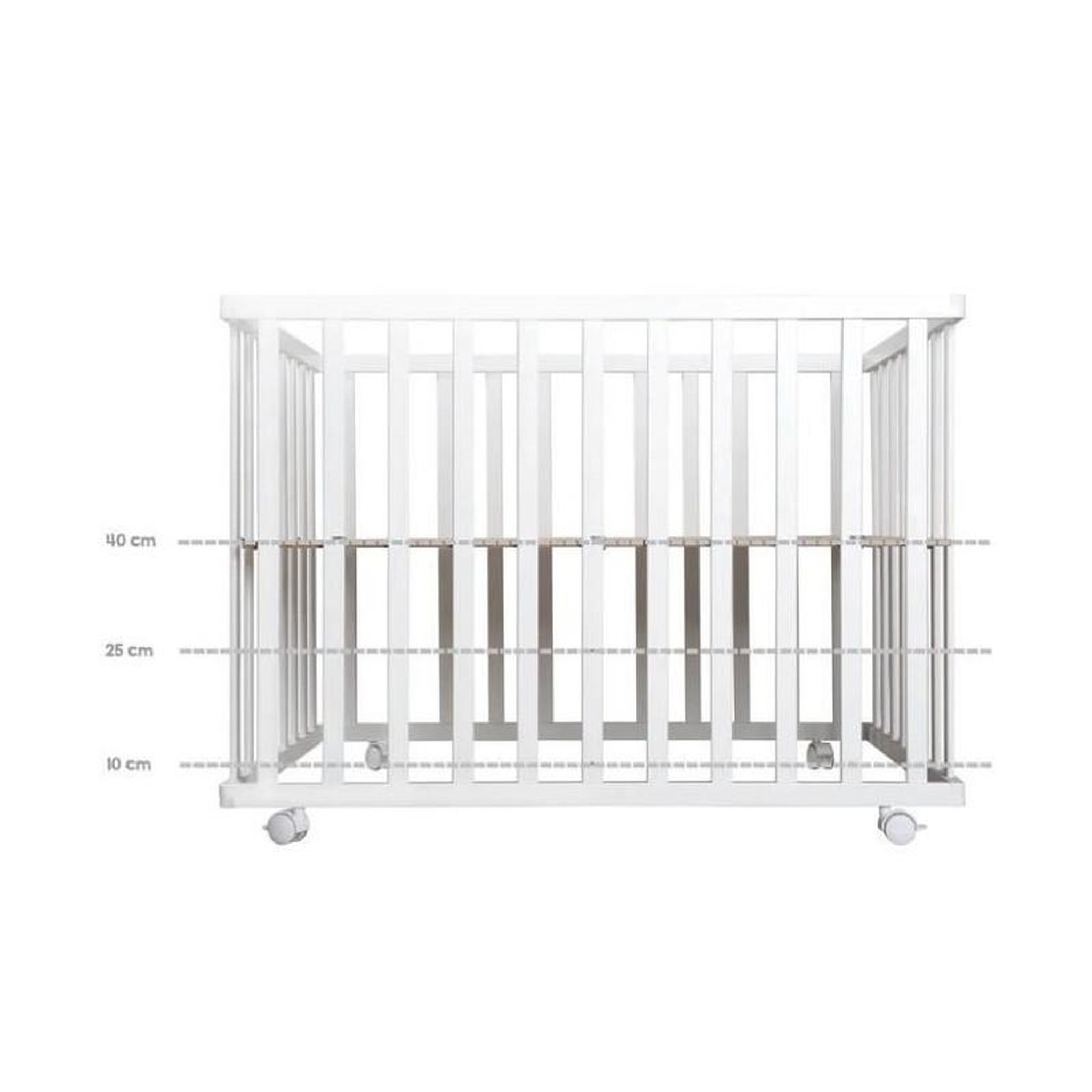 Voir la diapositive 4 : Roba Parc Bébé 100x75 cm + Tapis Adam et Eule Imprimé Chouette + 4 Roues - ROBA - Bois blanc