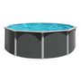 Voir la diapositive 2 : trigano Piscine ronde hors sol en acier gris anthracite VARUNA 4,86 m