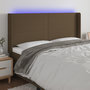 Voir la diapositive 1 : VIDAXL Tete de lit a LED Marron fonce 203x16x118/128 cm Tissu