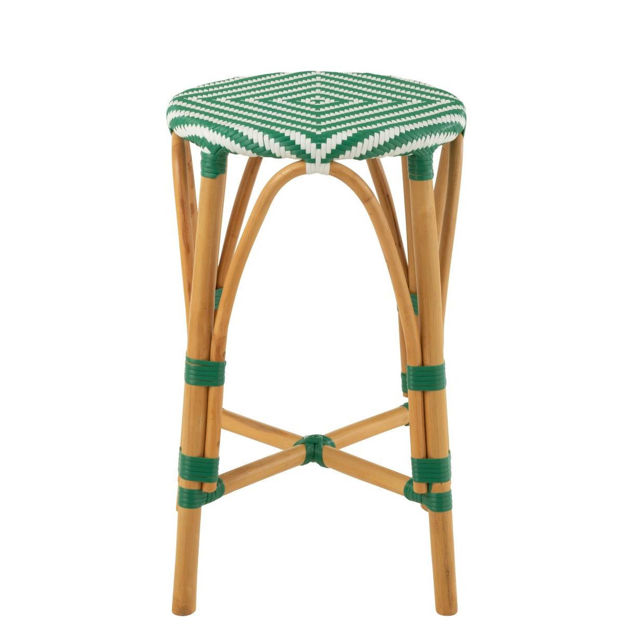 Voir la diapositive 2 : J-LINE Tabouret de bar en rotin  danial  65cm vert foncé