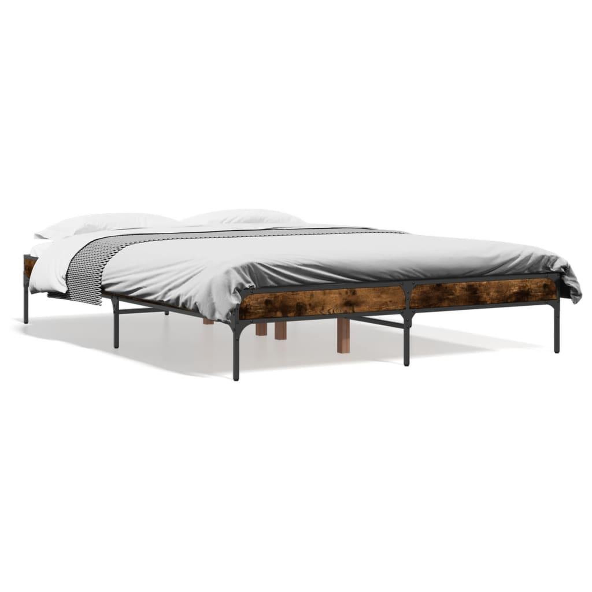 Voir la diapositive 2 : VIDAXL Cadre de lit sans matelas chene fume 120x200 cm