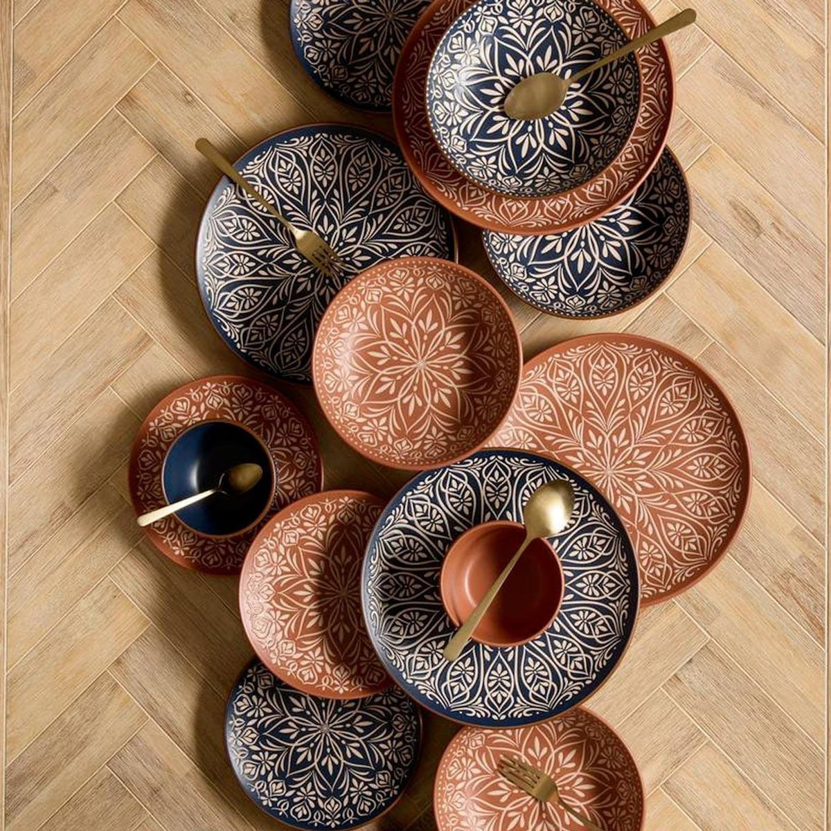 SECRET DE GOURMET Lot de 6 Assiettes Plates en Céramique  Inès  27cm Terracotta