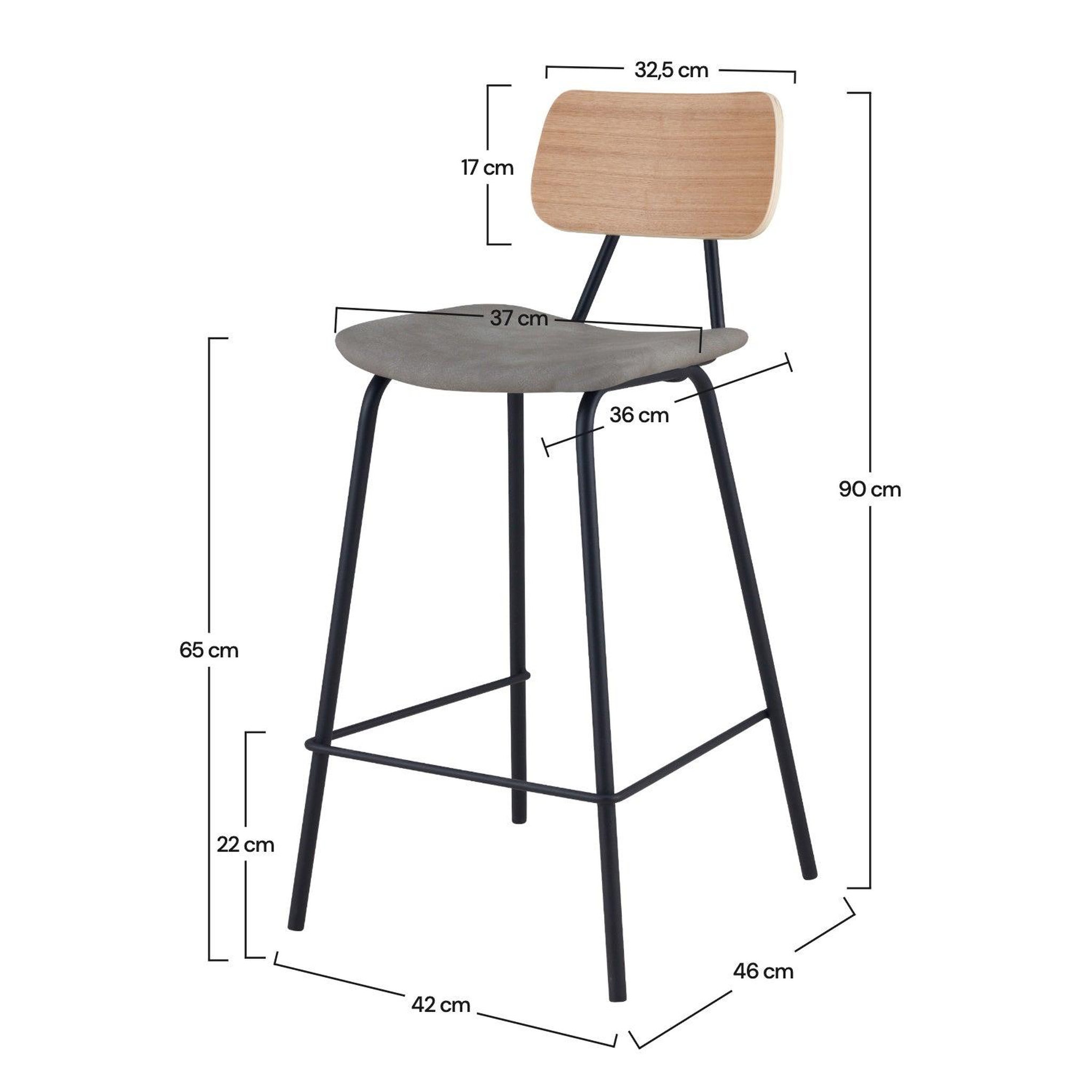 Voir la diapositive 4 : MAISON PAVANE Lot de 2 chaises pour îlot central 65 cm en cuir synthétique gris-Madrague