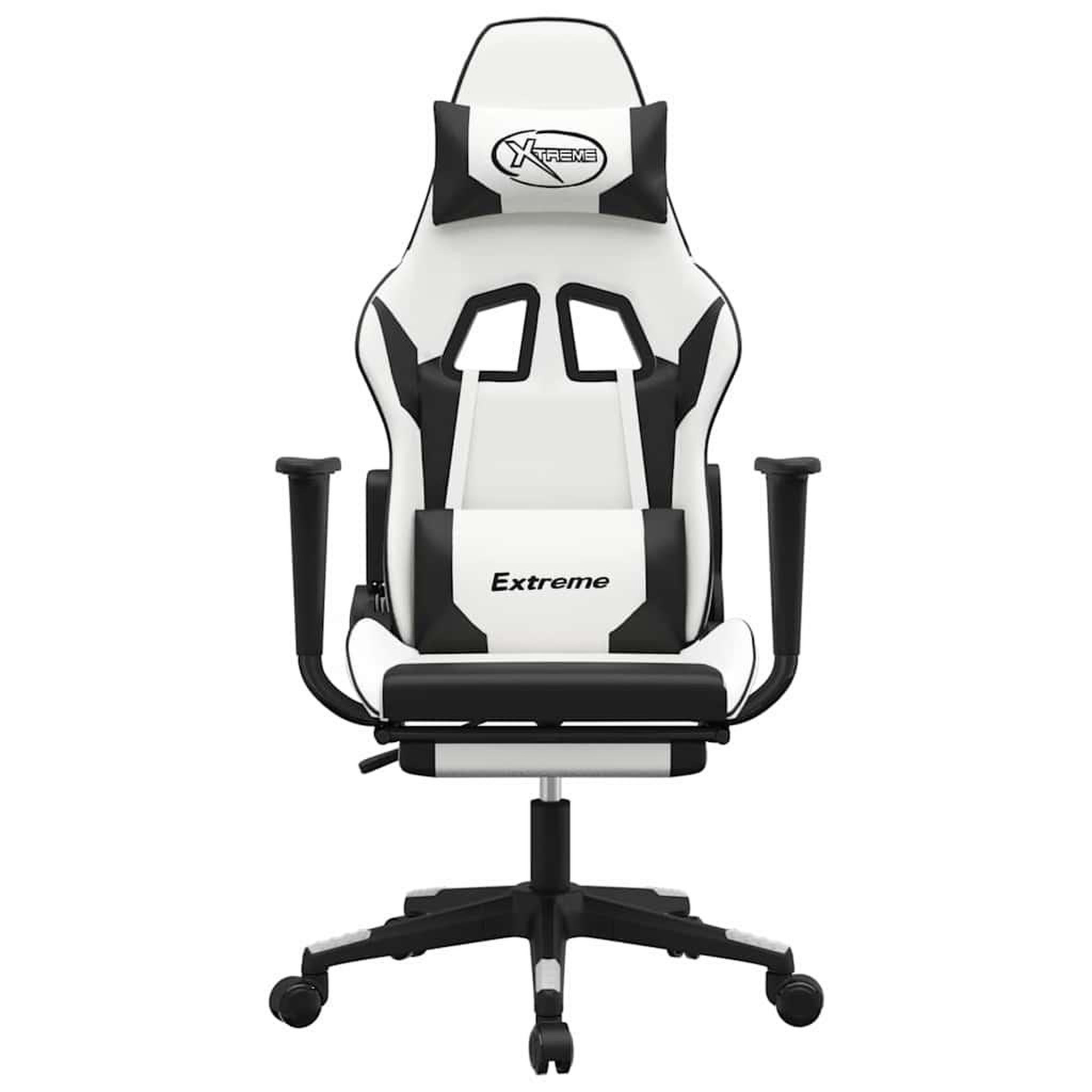 Voir la diapositive 4 : VIDAXL Chaise de jeu de massage avec repose-pied Blanc noir Similicuir