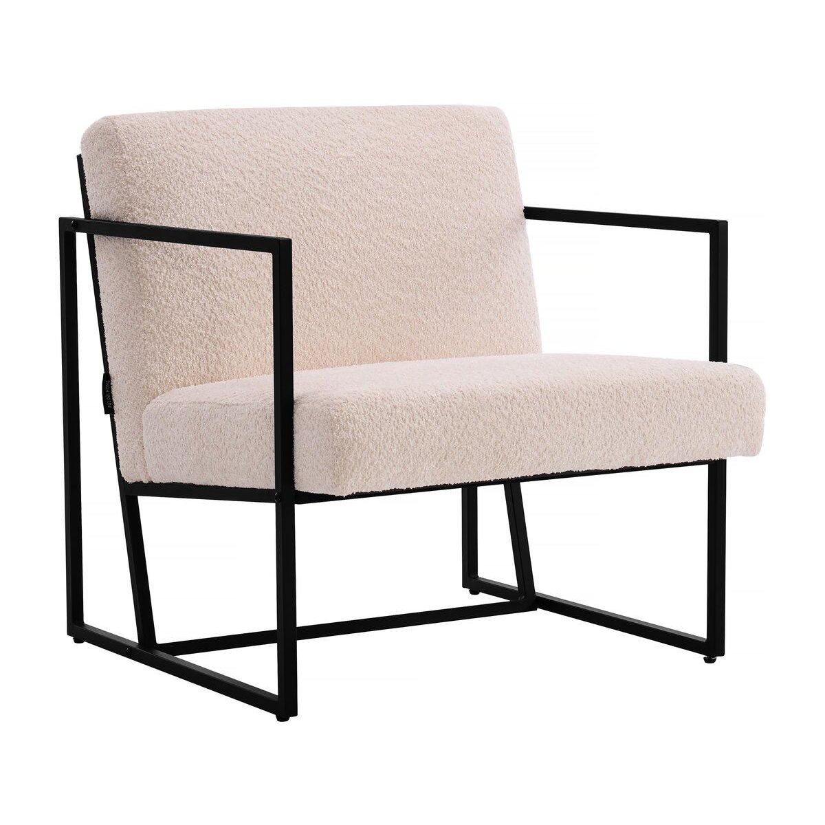 Habitat et Jardin Fauteuil  Kennedy  en velours et métal - 73. 5 x 75.5 x 81 cm - Crème