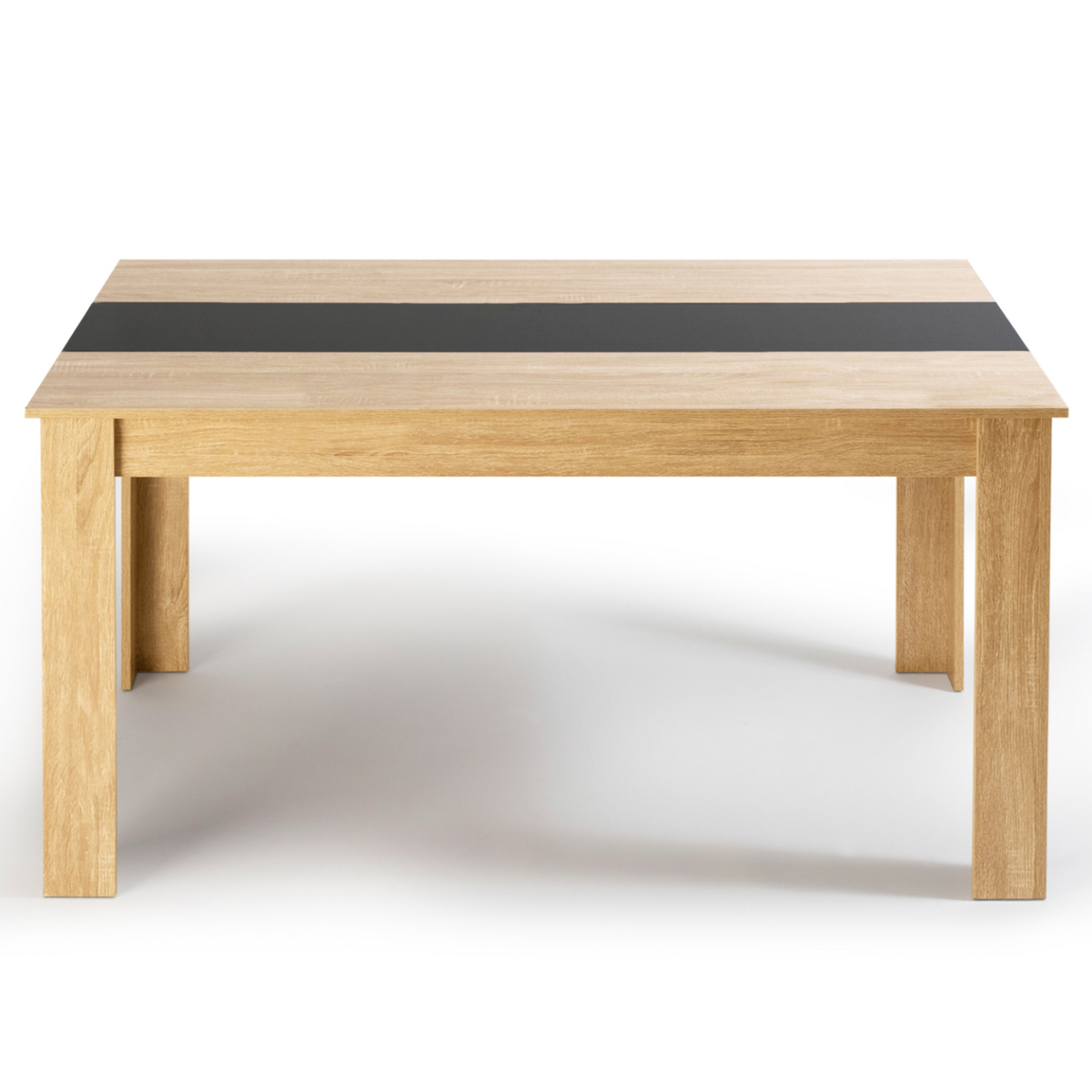 ID MARKET Table à manger rectangle GEORGIA 6 personnes imitation hêtre et noire 140 x 90 cm