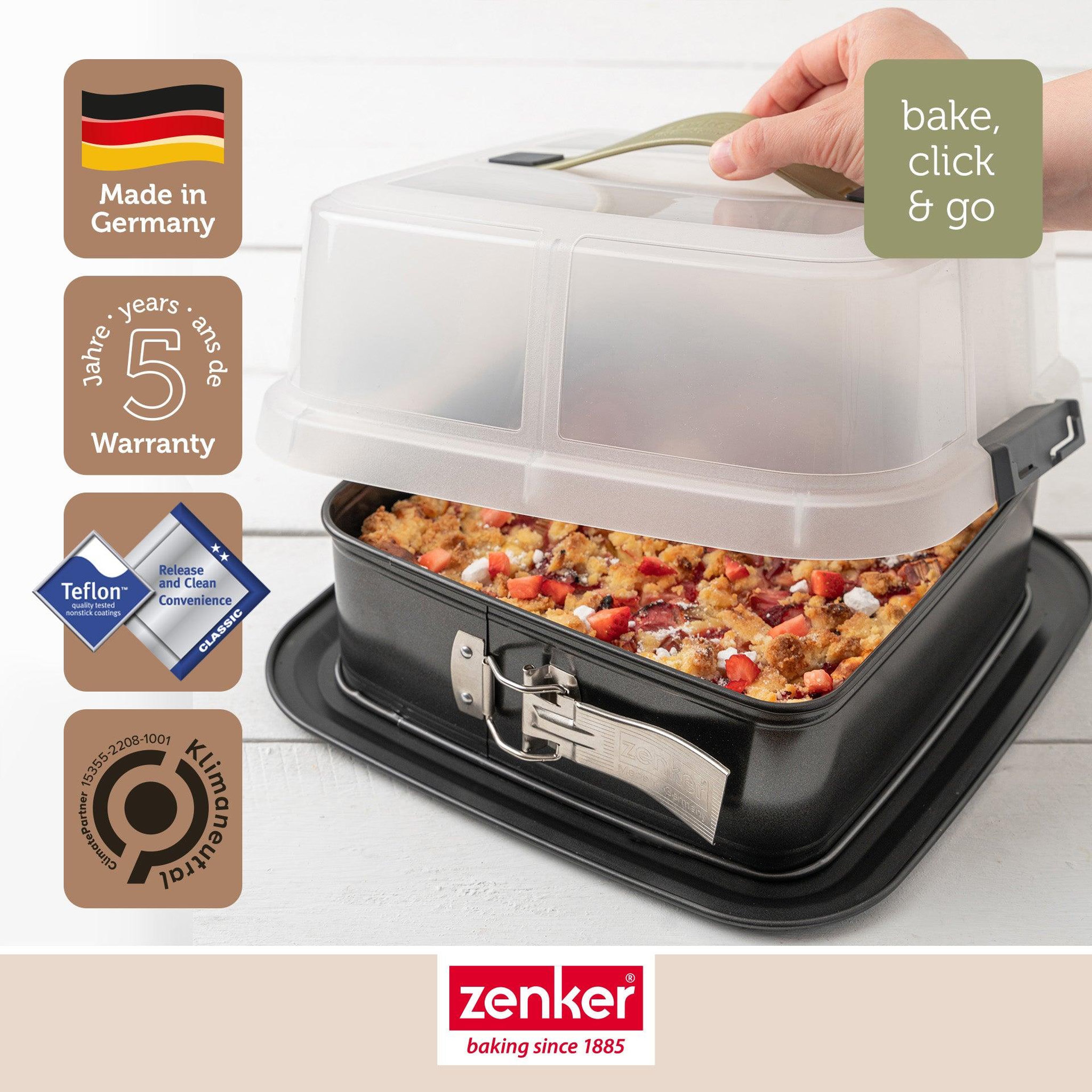 Voir la diapositive 2 : ZENKER Lot de 2 moules à gâteaux 23/23 cm en acier zenker bake click and go