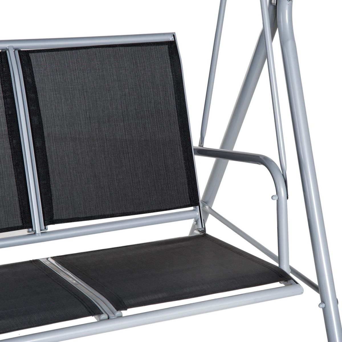 OUTSUNNY Balancelle de jardin 3 places grand confort toit imperméabilisé inclinaison réglable assise et dossier ergonomique acier textilène noir