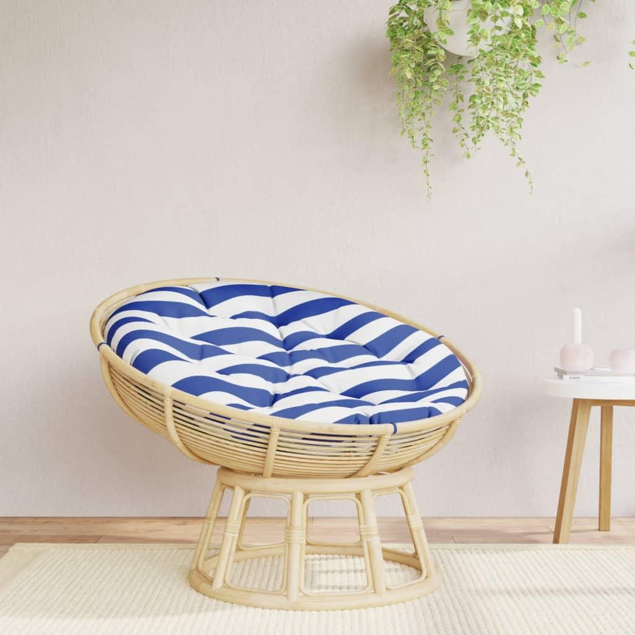 VIDAXL Coussin rond rayure bleue/blanche Ø 100 x11 cm tissu oxford