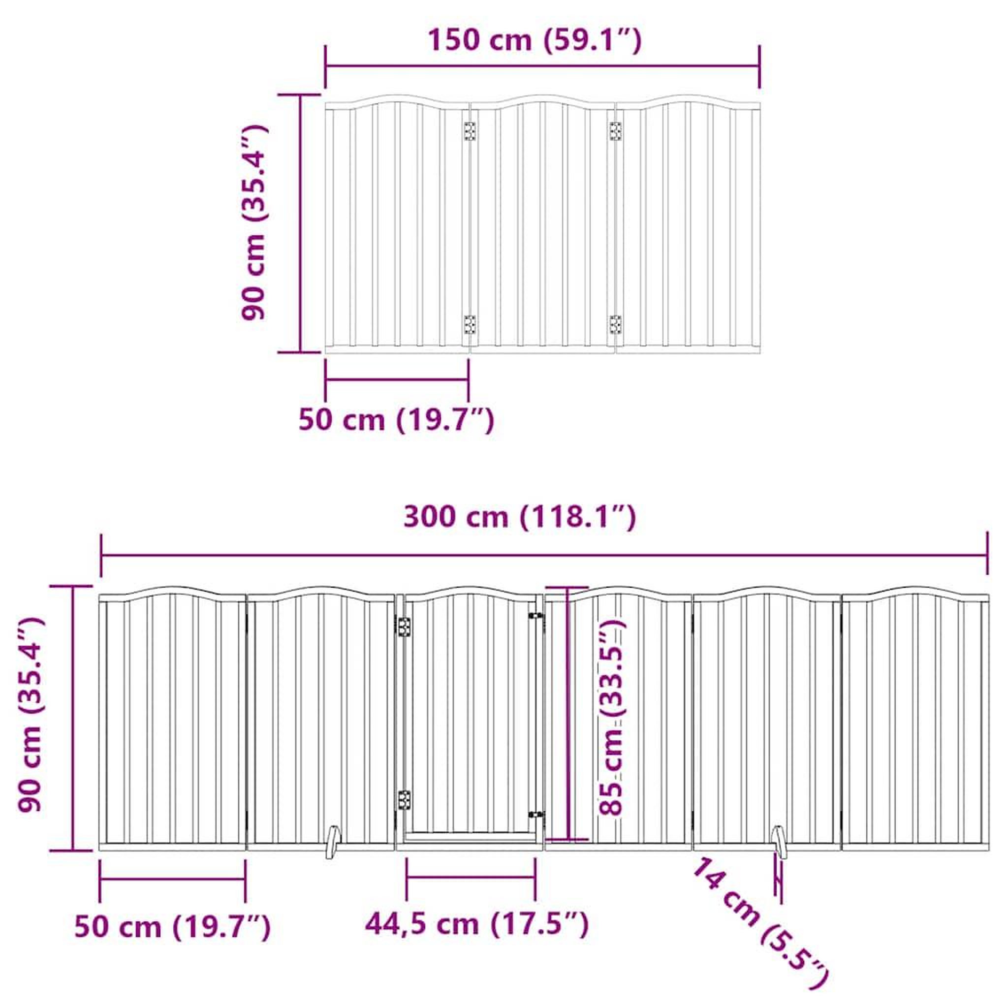 Voir la diapositive 6 : VIDAXL Barriere pour chien porte pliable 9panneaux blanc bois peuplier