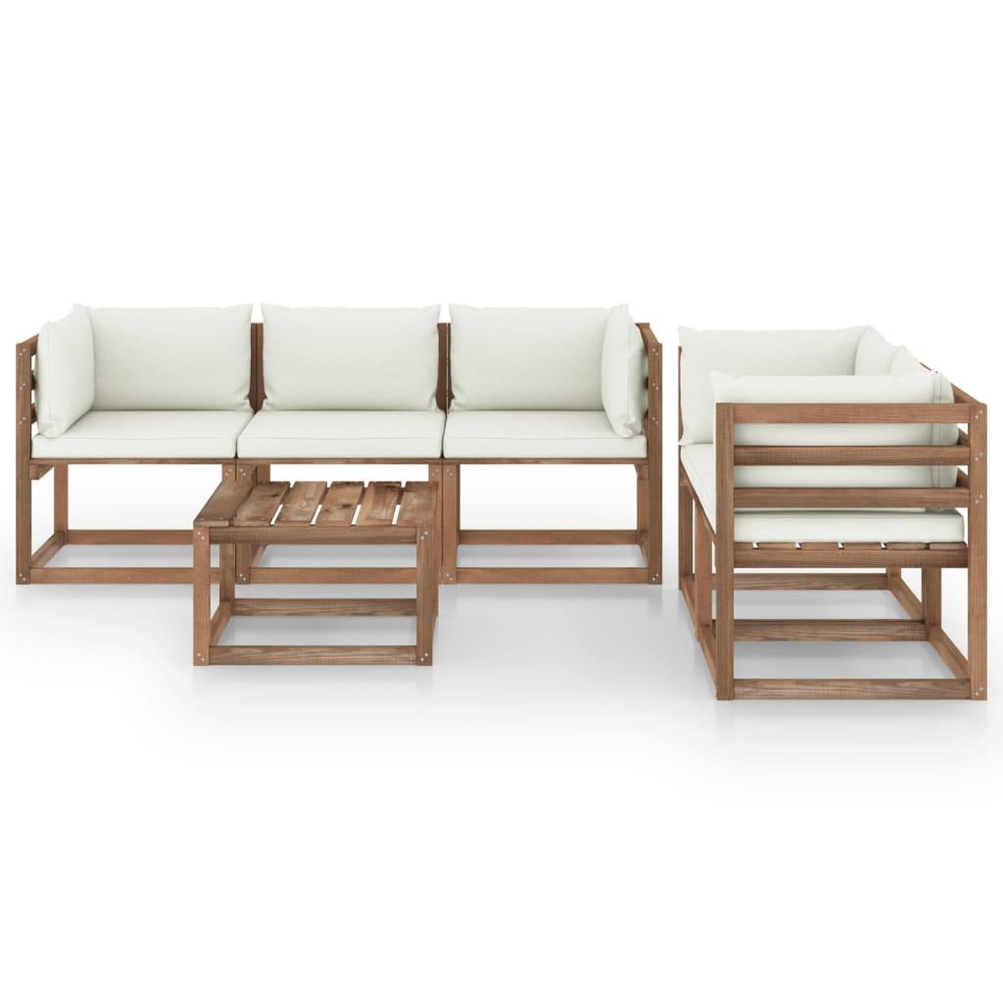 Voir la diapositive 2 : VIDAXL Salon de jardin 6 pcs avec coussins creme