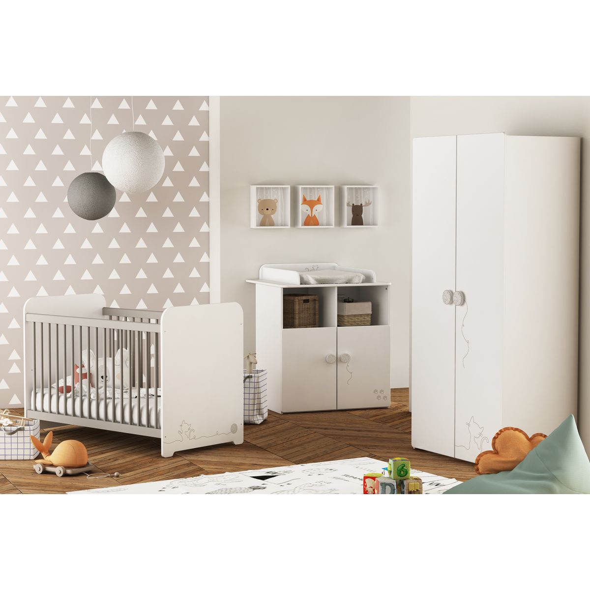 Lit bébé 120x60cm CHATON sommier 3 positions