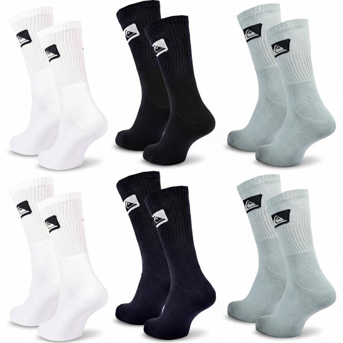 QUIKSILVER Quiksilver Pack de Chaussettes Homme Crew – Lot 6 Paires Sport Cushioned