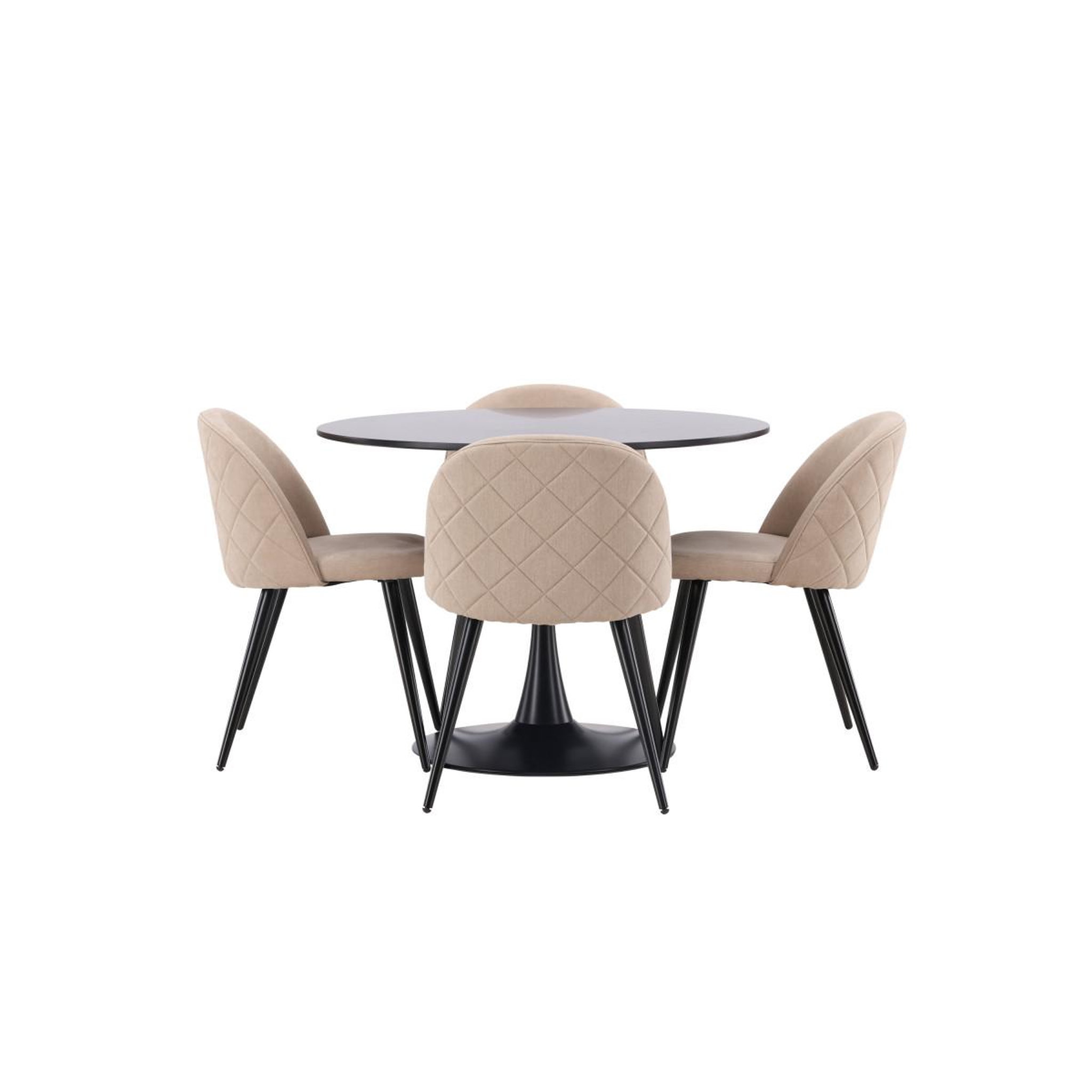 Voir la diapositive 2 : Paris Prix Ensemble table à manger & 4 chaises  glade & stitches  100cm noir & beige