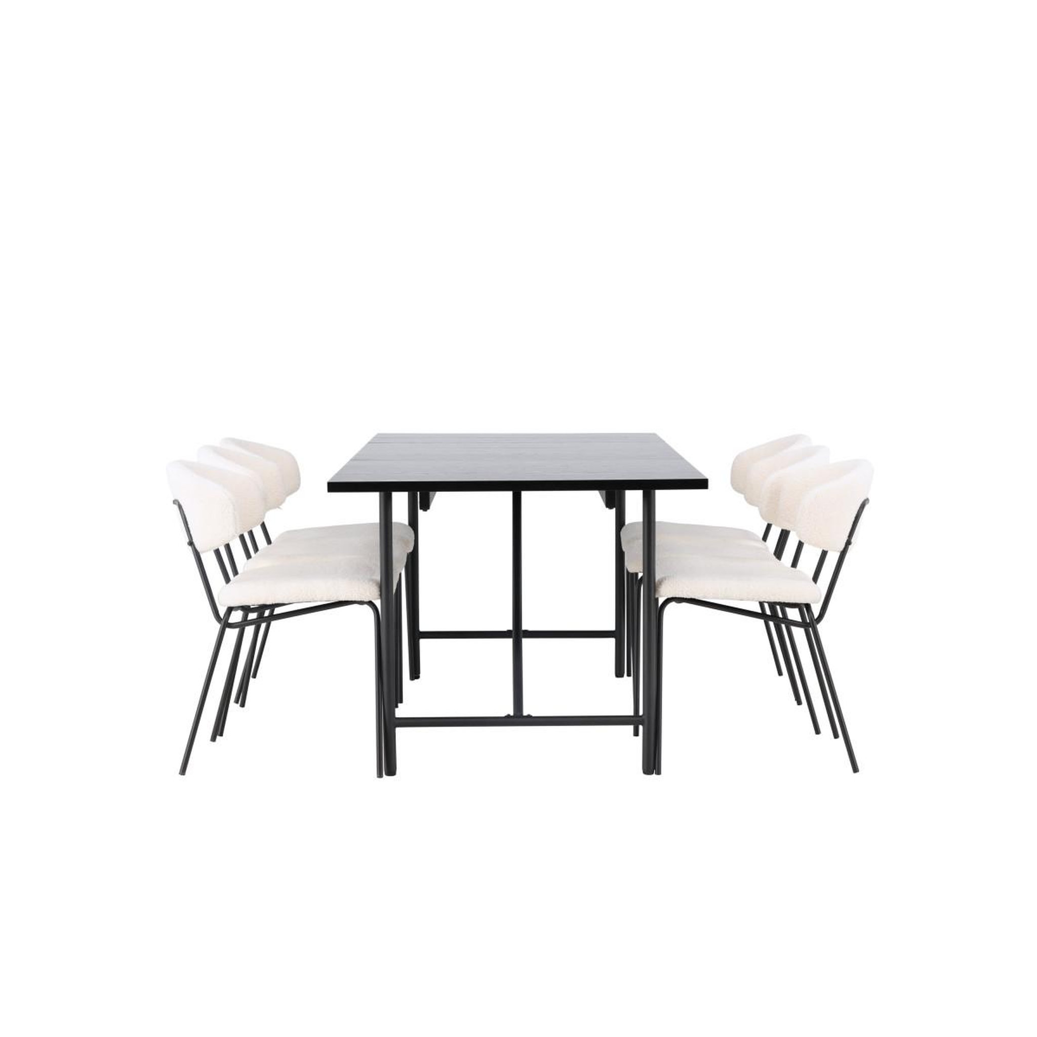 Voir la diapositive 3 : Paris Prix Ensemble table à manger & 6 chaises  astrid & chico  200cm noir & blanc crème