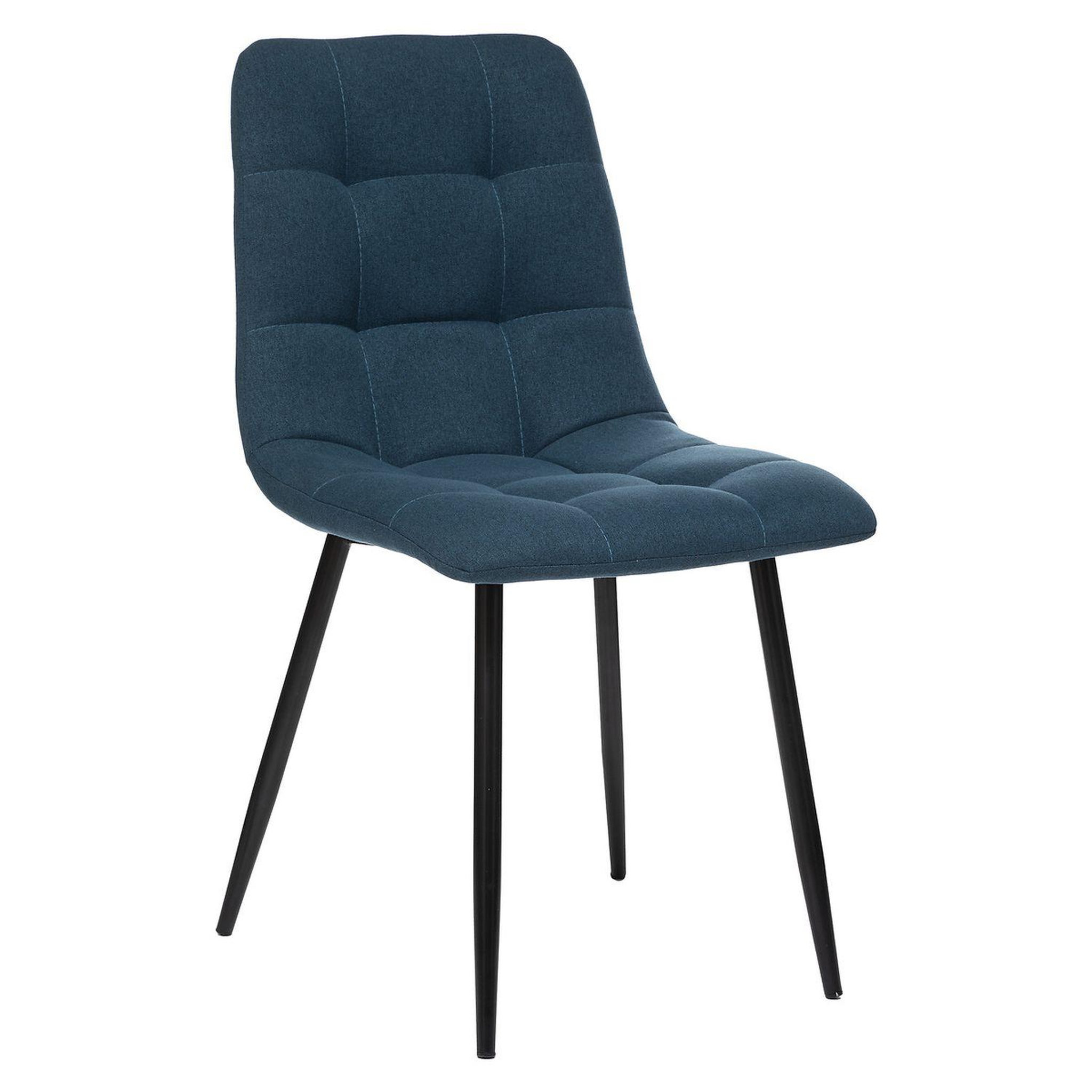 Voir la diapositive 5 : TOILINUX Lot de 4 chaises sirac effet velours - bleu canard