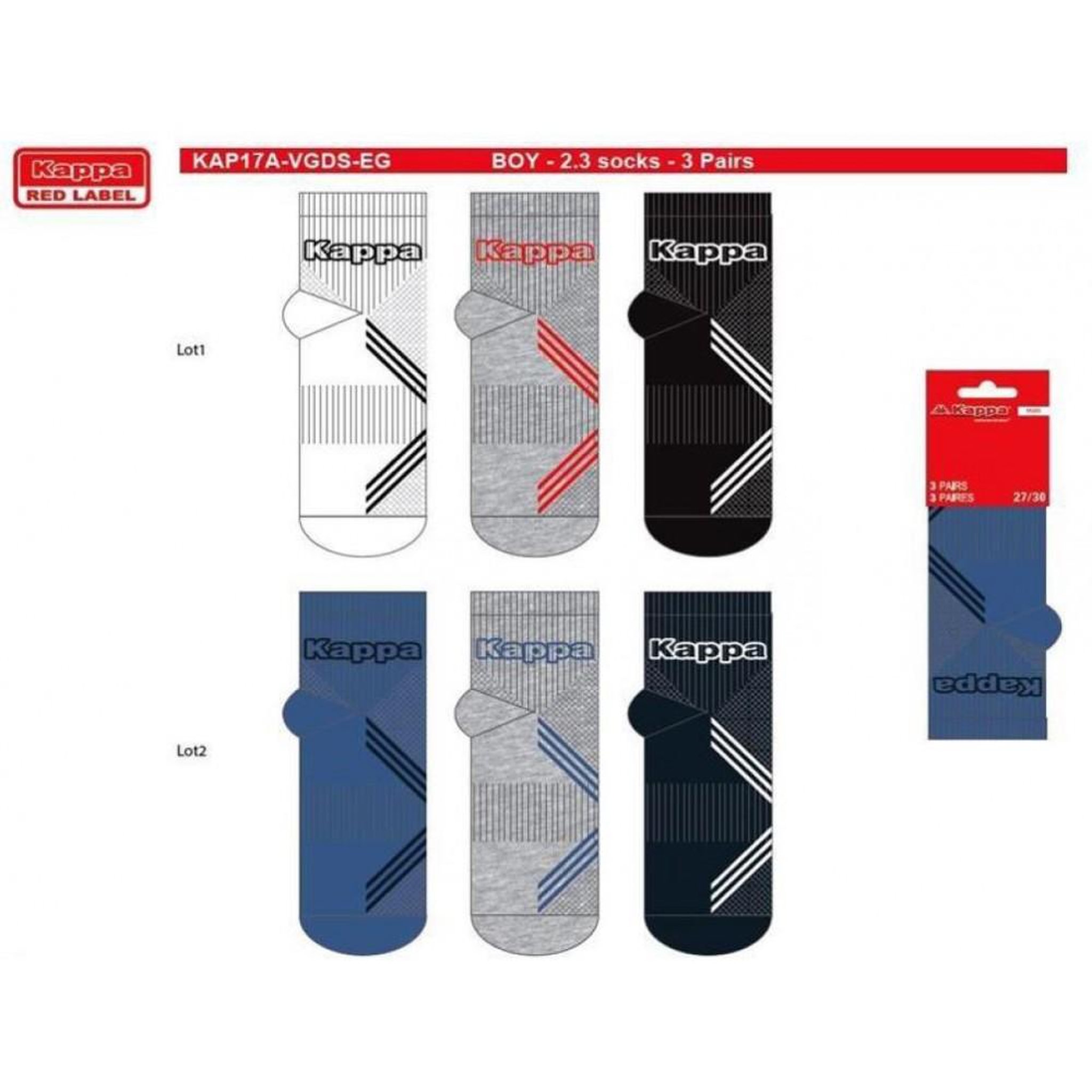 Voir la diapositive 4 : KAPPA Chaussettes Enfant QUARTER KAPPA Lot de 6