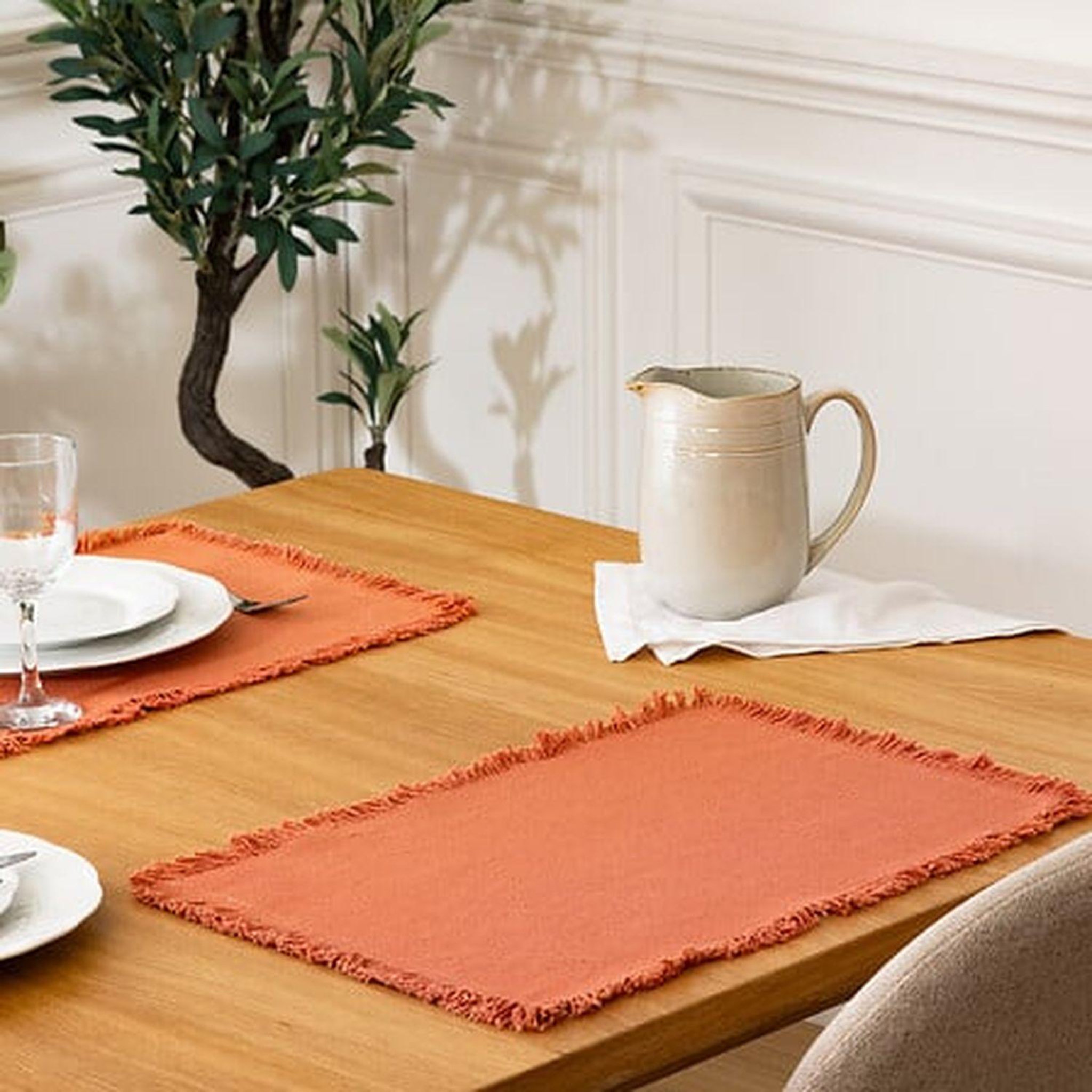 Voir la diapositive 3 : TOILINUX Lot de 6 Sets de table Maha en coton