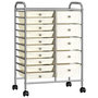 Voir la diapositive 1 : VIDAXL Chariot de rangement mobile a 15 tiroirs XXL Blanc Plastique