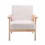 SWEEEK Banquette et fauteuil en bois et tissu bouclette. Isak. L 114 x l 69.5 x H 73cm
