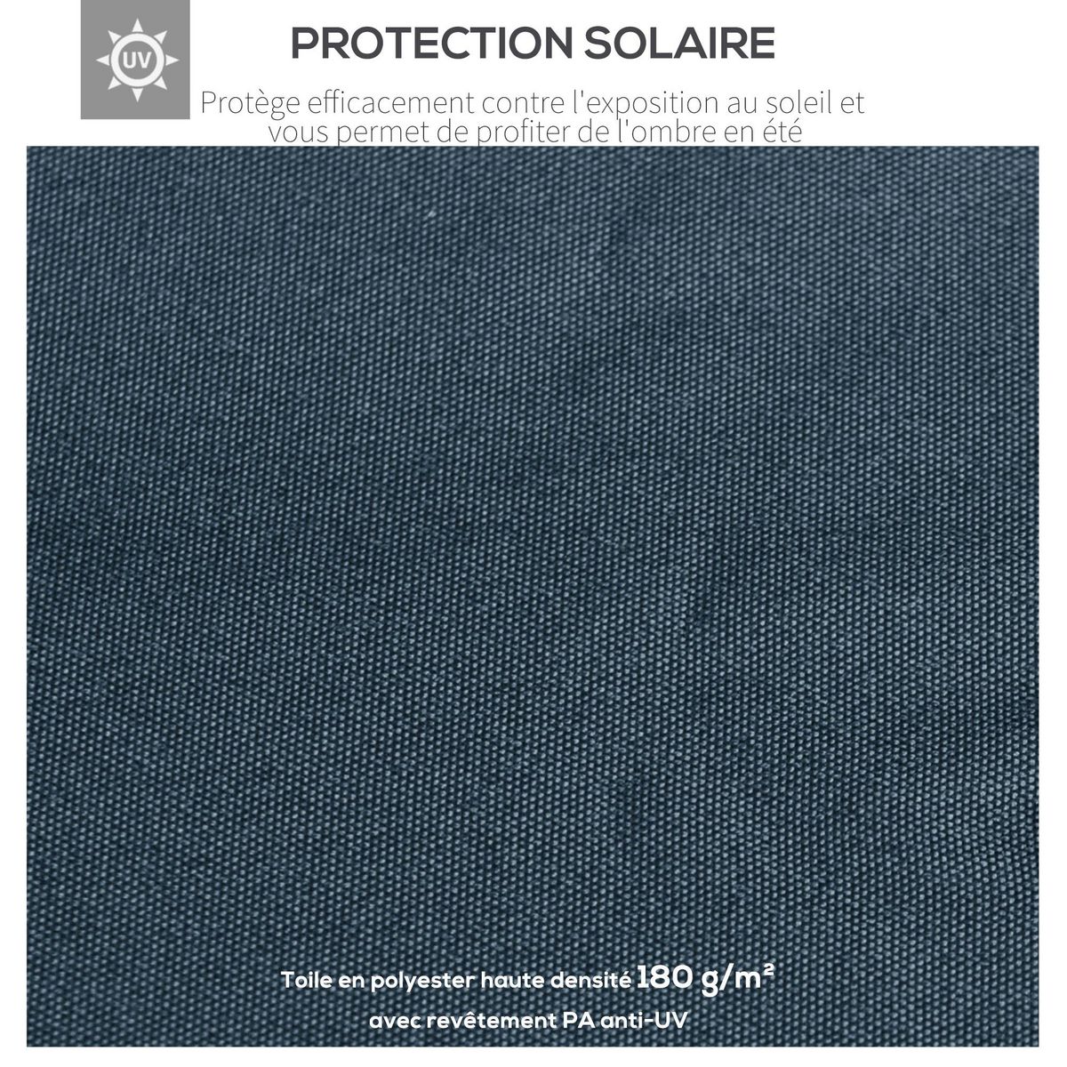 OUTSUNNY Toile de rechange pour pavillon tonnelle tente 3 x 3 m polyester haute densité 180 g/m² revêtement PA anti-UV gris