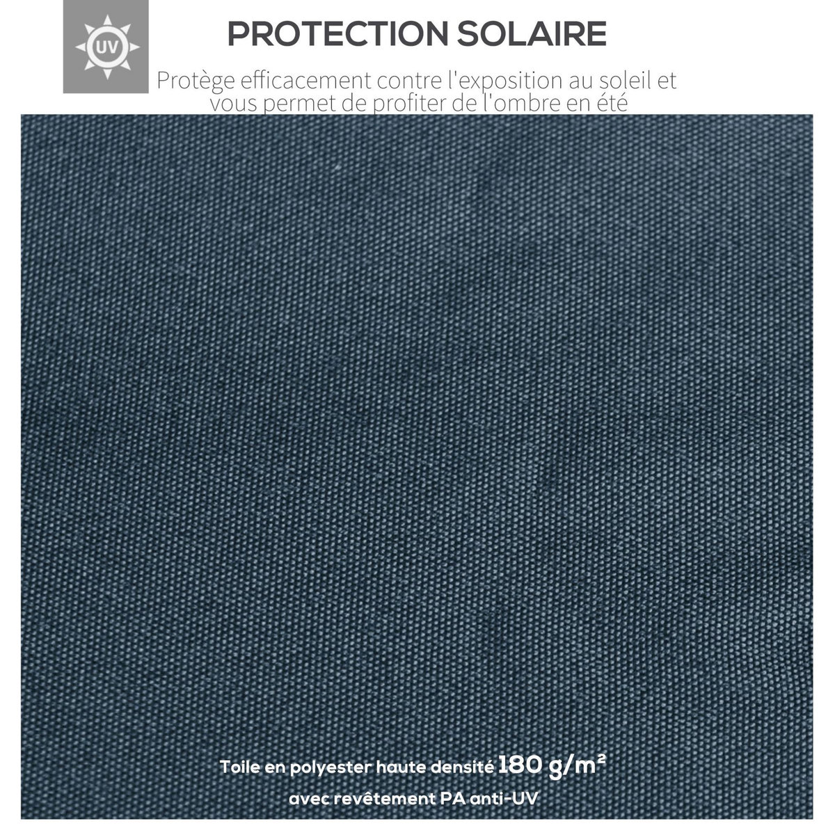 OUTSUNNY Toile de rechange pour pavillon tonnelle tente 3 x 3 m polyester haute densité 180 g/m² revêtement PA anti-UV gris