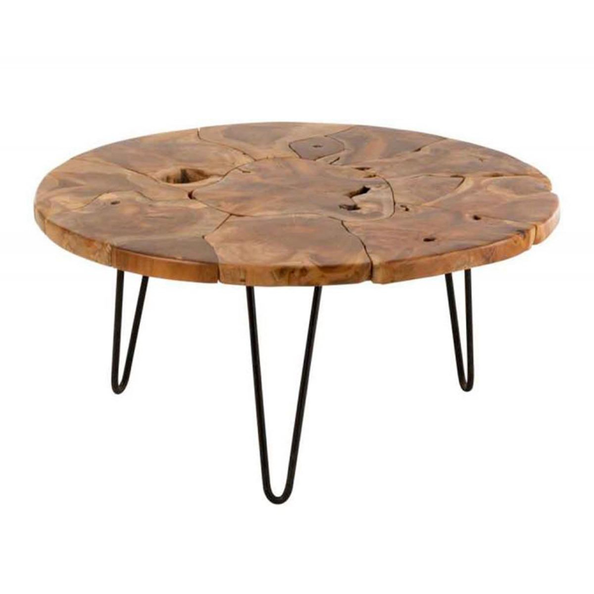 J-LINE Table basse en teck  manuel  80cm marron