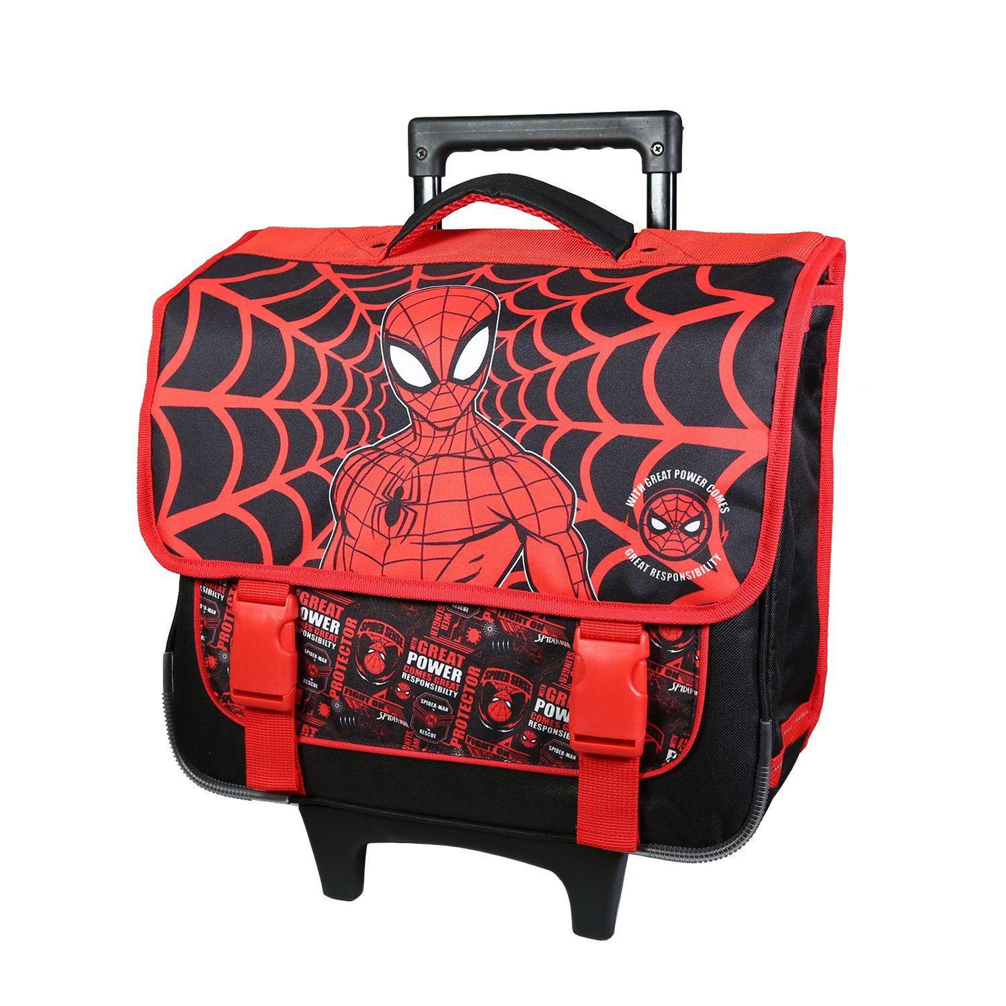 Voir la diapositive 2 : Bagtrotter BAGTROTTER Cartable à roulettes 38 cm Spiderman Noir