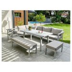 DCB GARDEN Salon de jardin 9 personnes en aluminium gris ANTALYA
