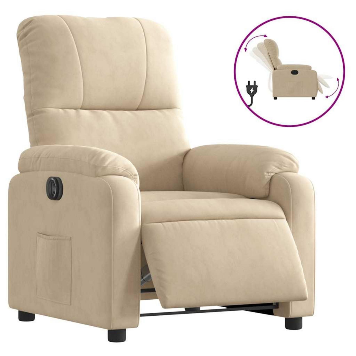 VIDAXL Fauteuil inclinable electrique creme tissu microfibre