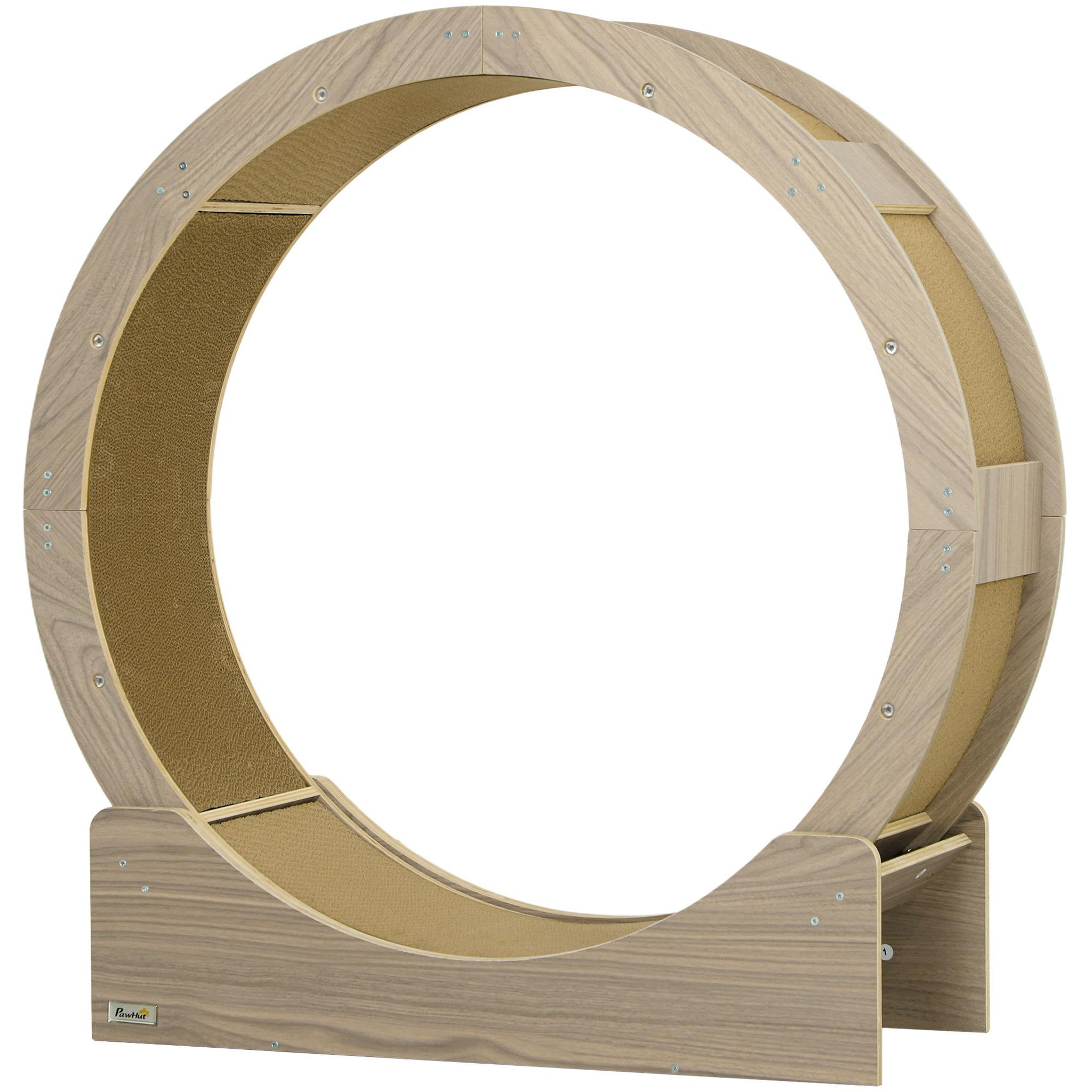 PAWHUT Roue d'exercice pour chat - frein, grattoirs - dim. 91l x 33,5p x 94h cm - aspect bois brun