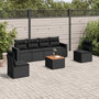 Voir la diapositive 1 : VIDAXL Salon de jardin 7 pcs avec coussins noir resine tressee