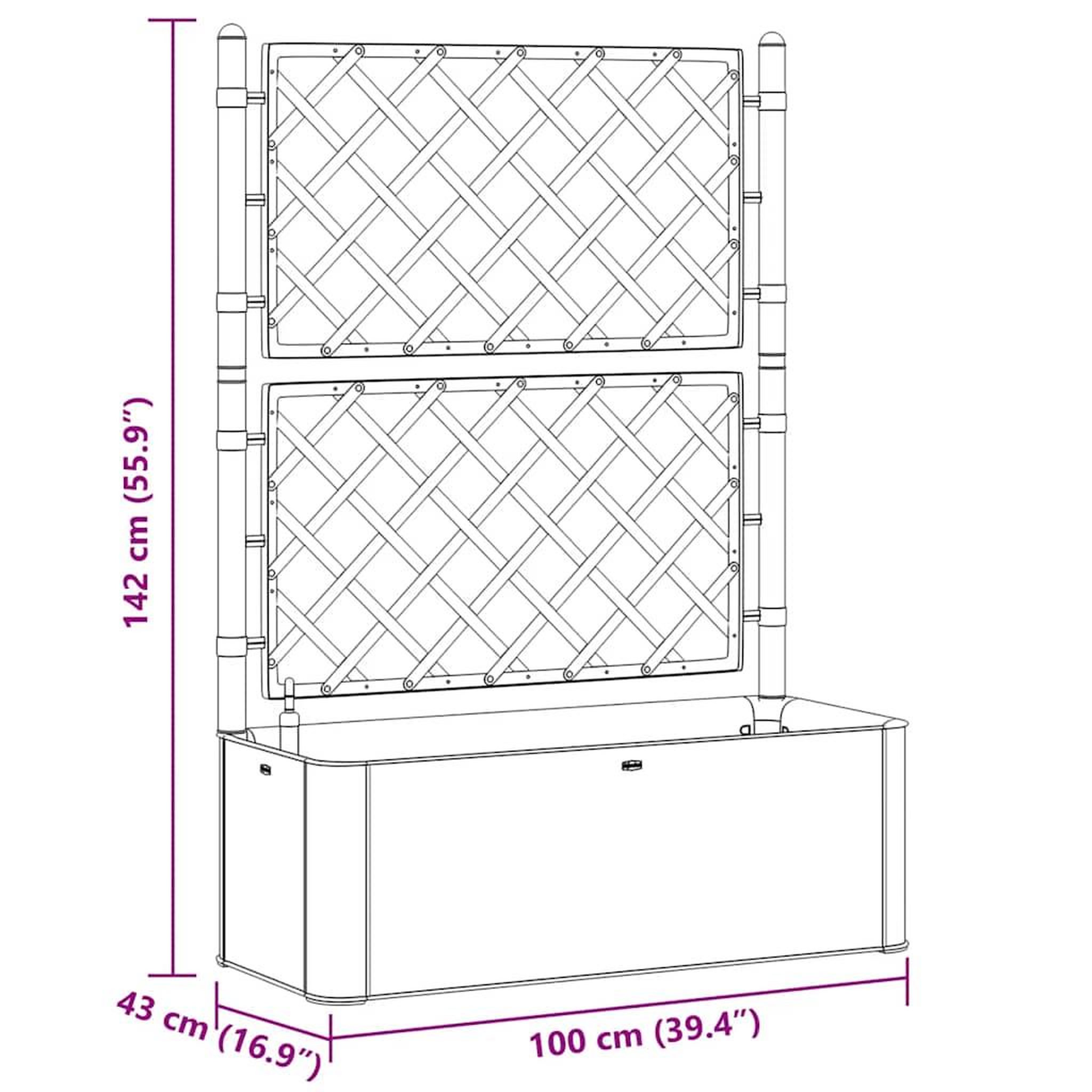 Voir la diapositive 6 : VIDAXL Lit sureleve de jardin treillis systeme d'arrosage Anthracite