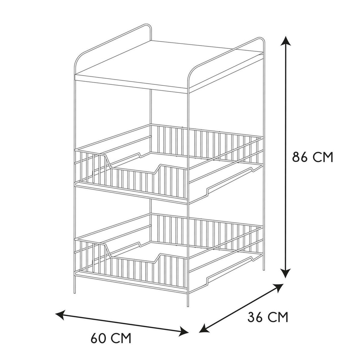 TOILINUX Desserte à roulettes en métal et MDF - Noir