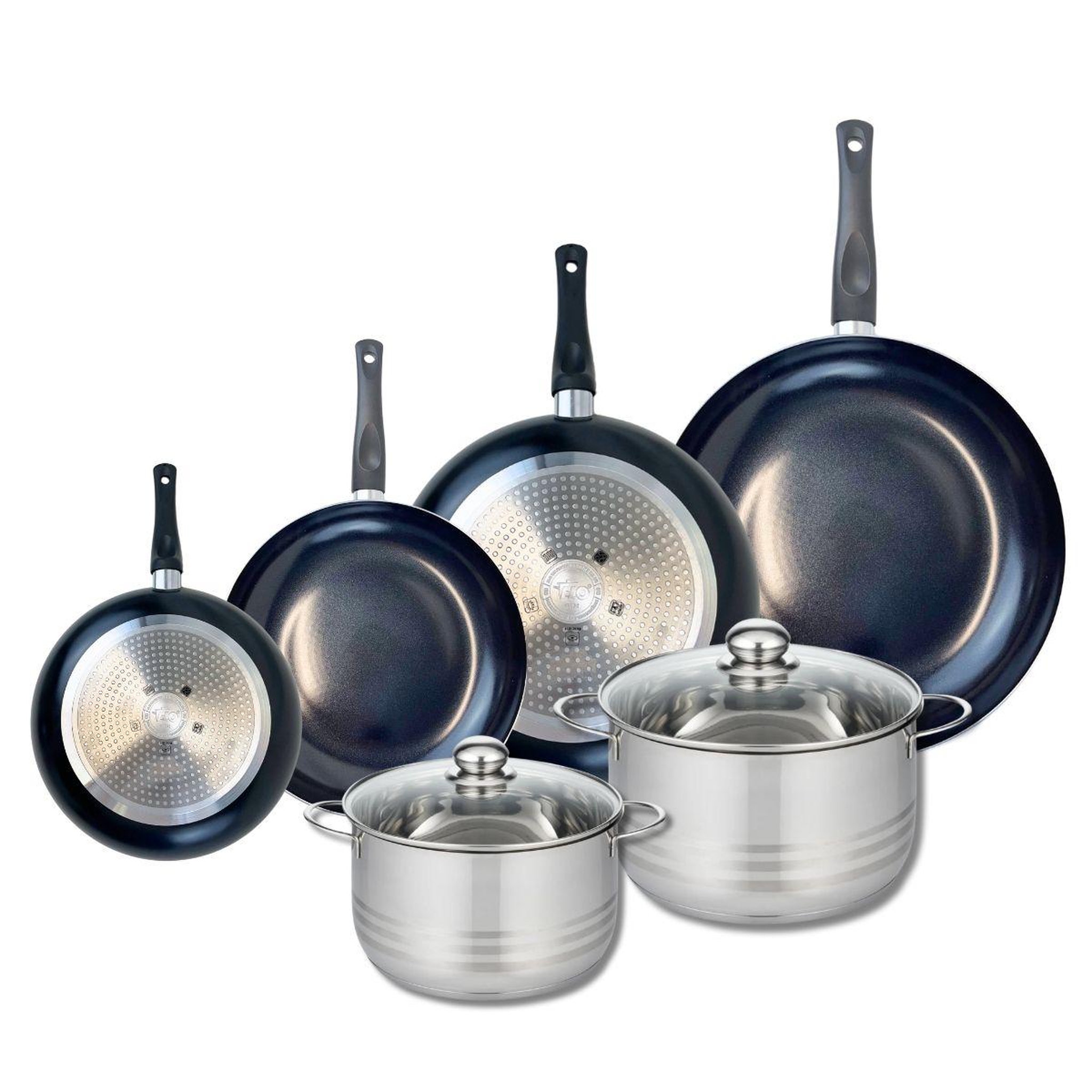 ELO Ensemble de 4 poêles de cuisson 20, 24, 28 et 32 cm et 2 faitouts 20 et 24 cm elo prima brillant