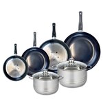 ELO Ensemble de 4 Poêles de cuisson 20, 24, 28 et 32 cm et 2 faitouts 20 et 24 cm Elo Prima Brillant