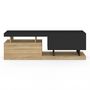 Voir la diapositive 3 : ID MARKET Meuble TV 140 cm ANGULO 2 portes effet bois et noir