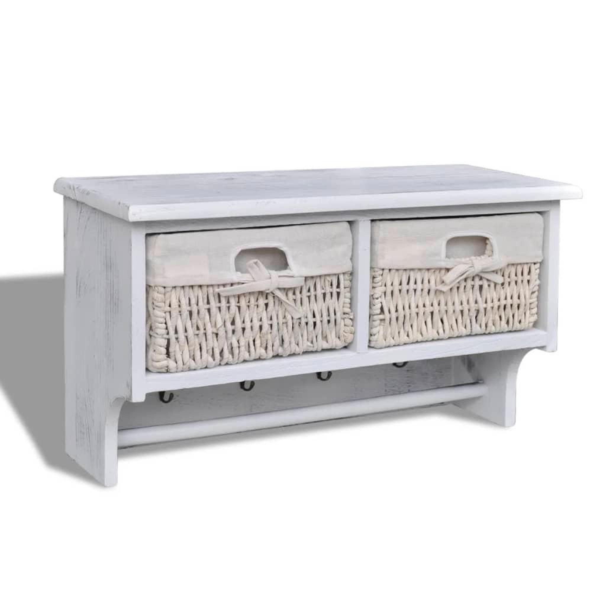 Voir la diapositive 1 : VIDAXL Porte-manteau Blanc 60x23,5x33 cm Bois de Paulownia