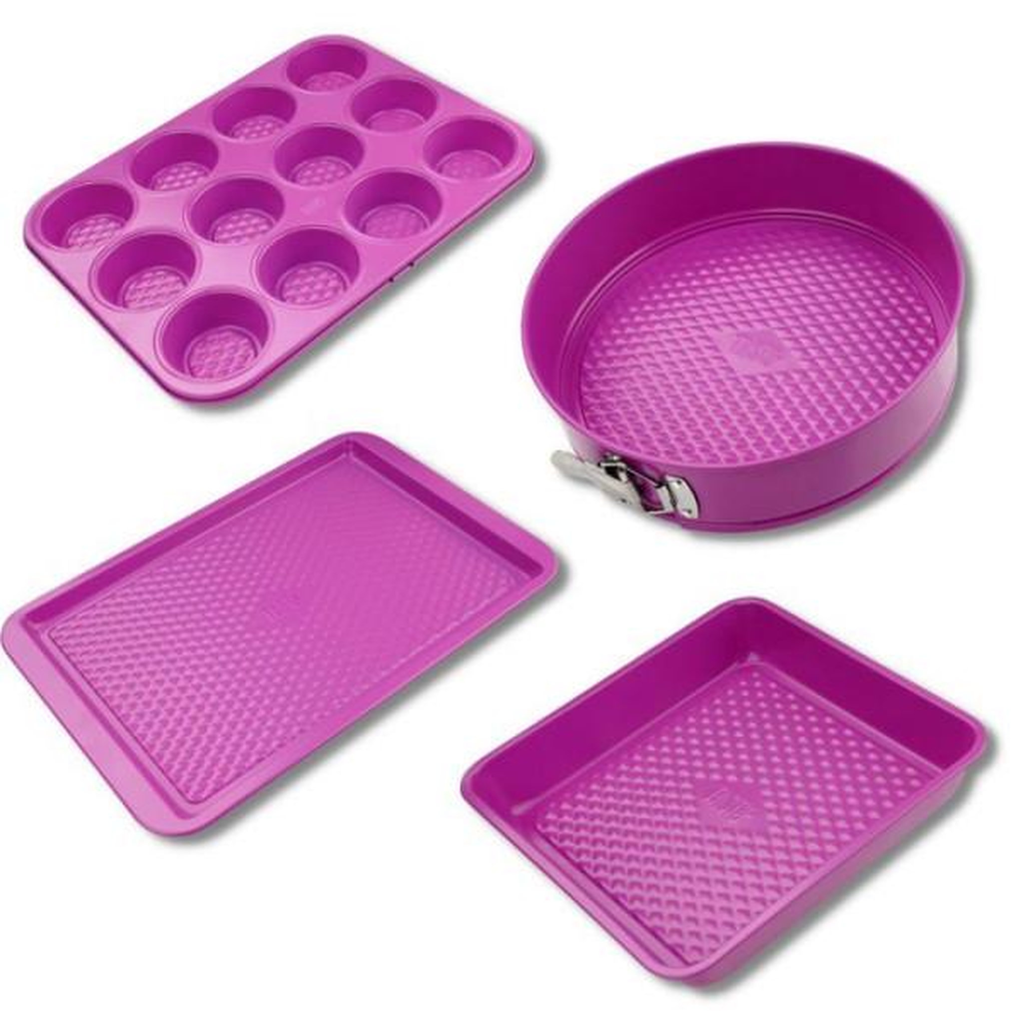 Voir la diapositive 1 : Fackelmann Ensemble de 4 moules - FACKELMANN - Tasty Pâtisserie - 23 a 38 cm - Fuchsia
