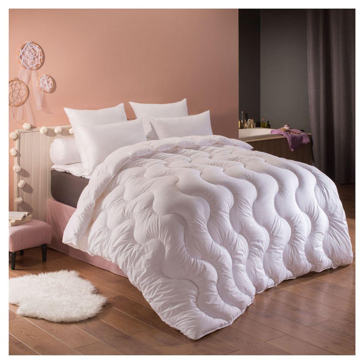DODO Couette tempérée en polyester anti acariens a base d'huile de lin 300g/m² LIN NATURE PROTECT