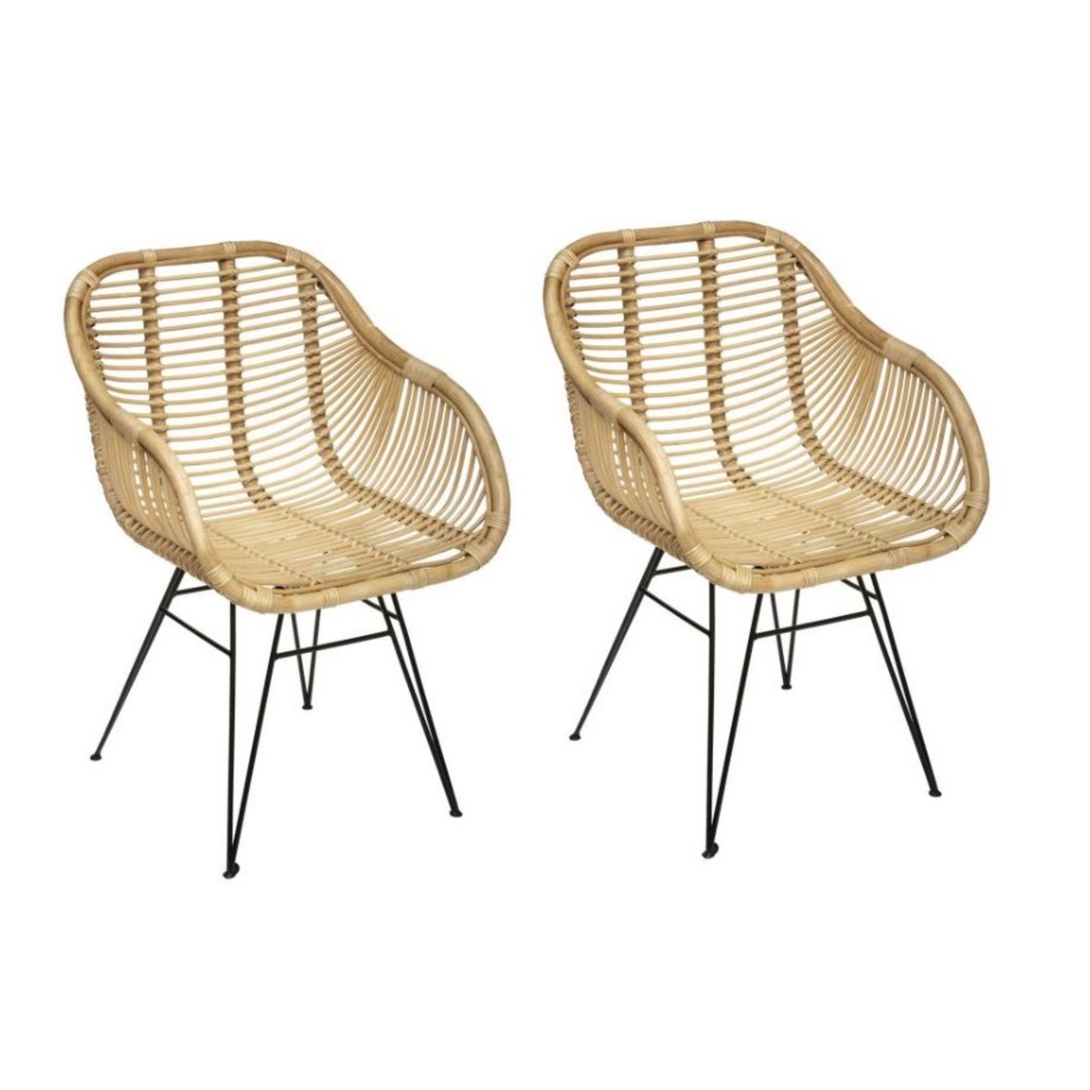 ATMOSPHERA Lot de 2 Fauteuils en rotin naturel LORETA