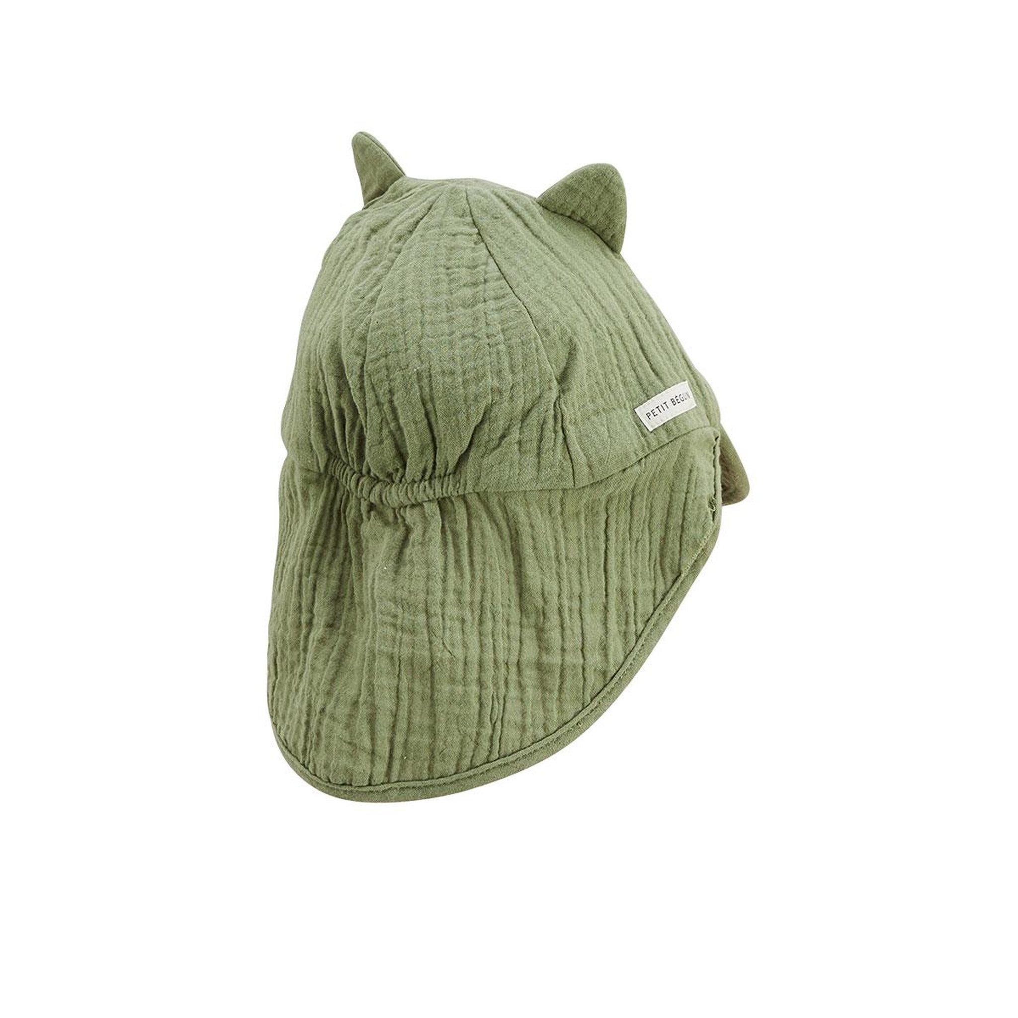 Voir la diapositive 2 : Petit Béguin Casquette cache cou bébé en gaze de coton gabin