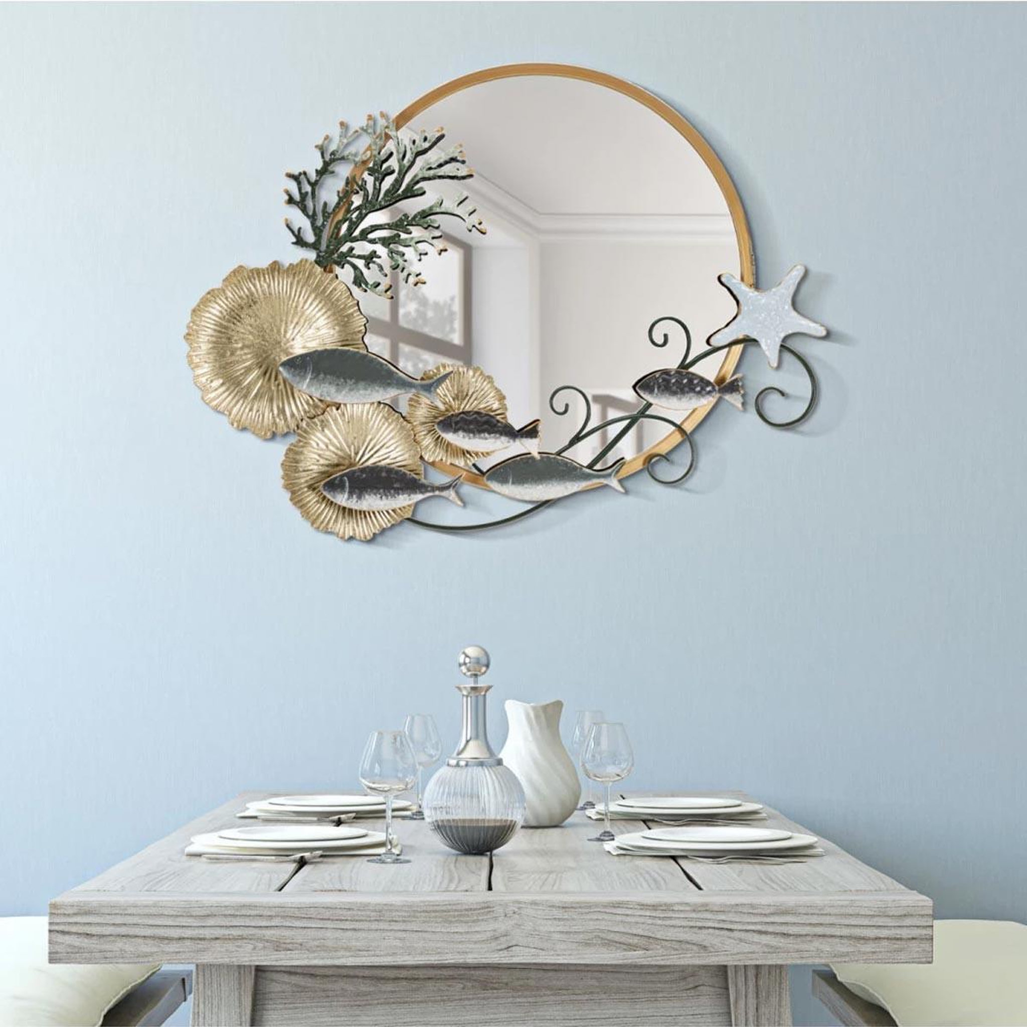Voir la diapositive 5 : Paris Prix Miroir mural déco  coral  88cm multicolore