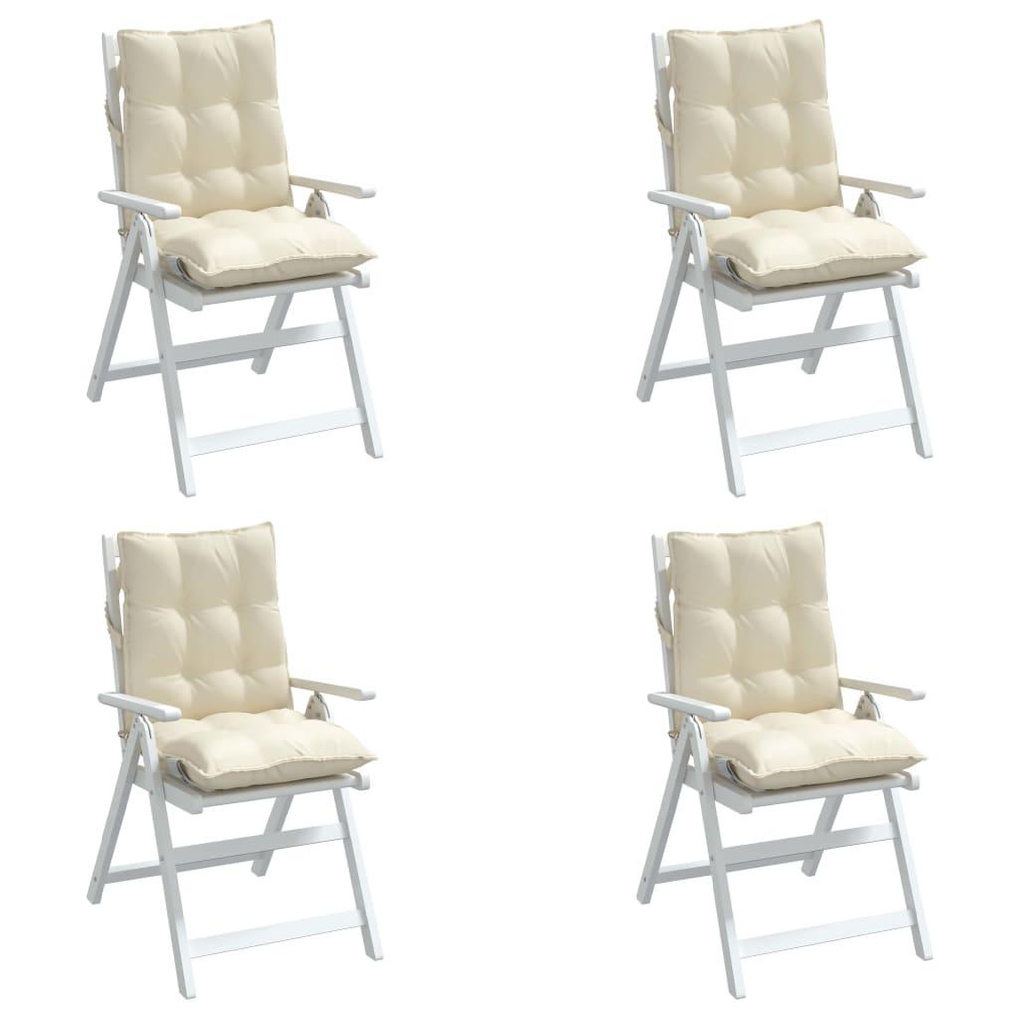 Voir la diapositive 4 : VIDAXL Coussins de chaise a dossier bas lot de 4 creme tissu oxford