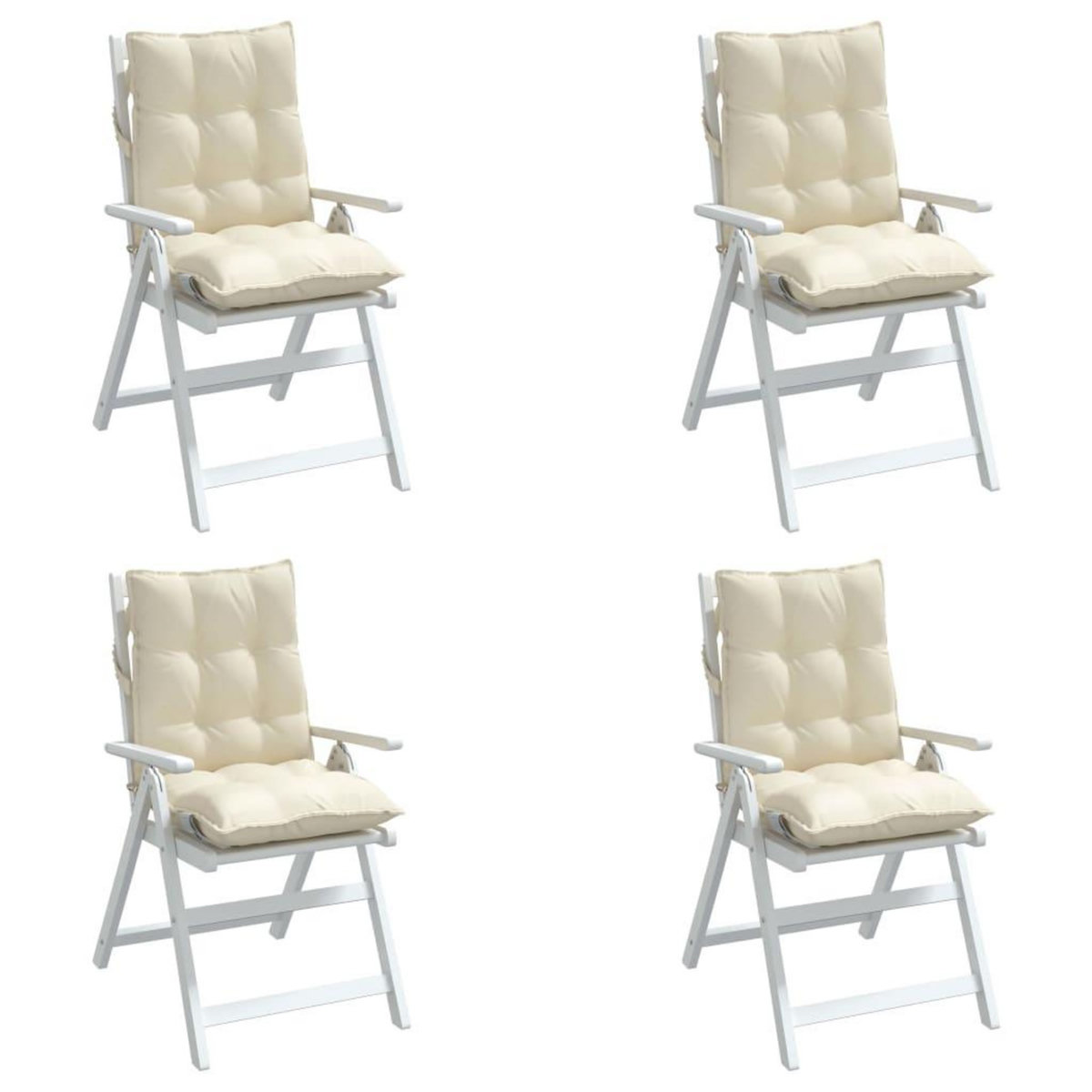 VIDAXL Coussins de chaise a dossier bas lot de 4 creme tissu oxford