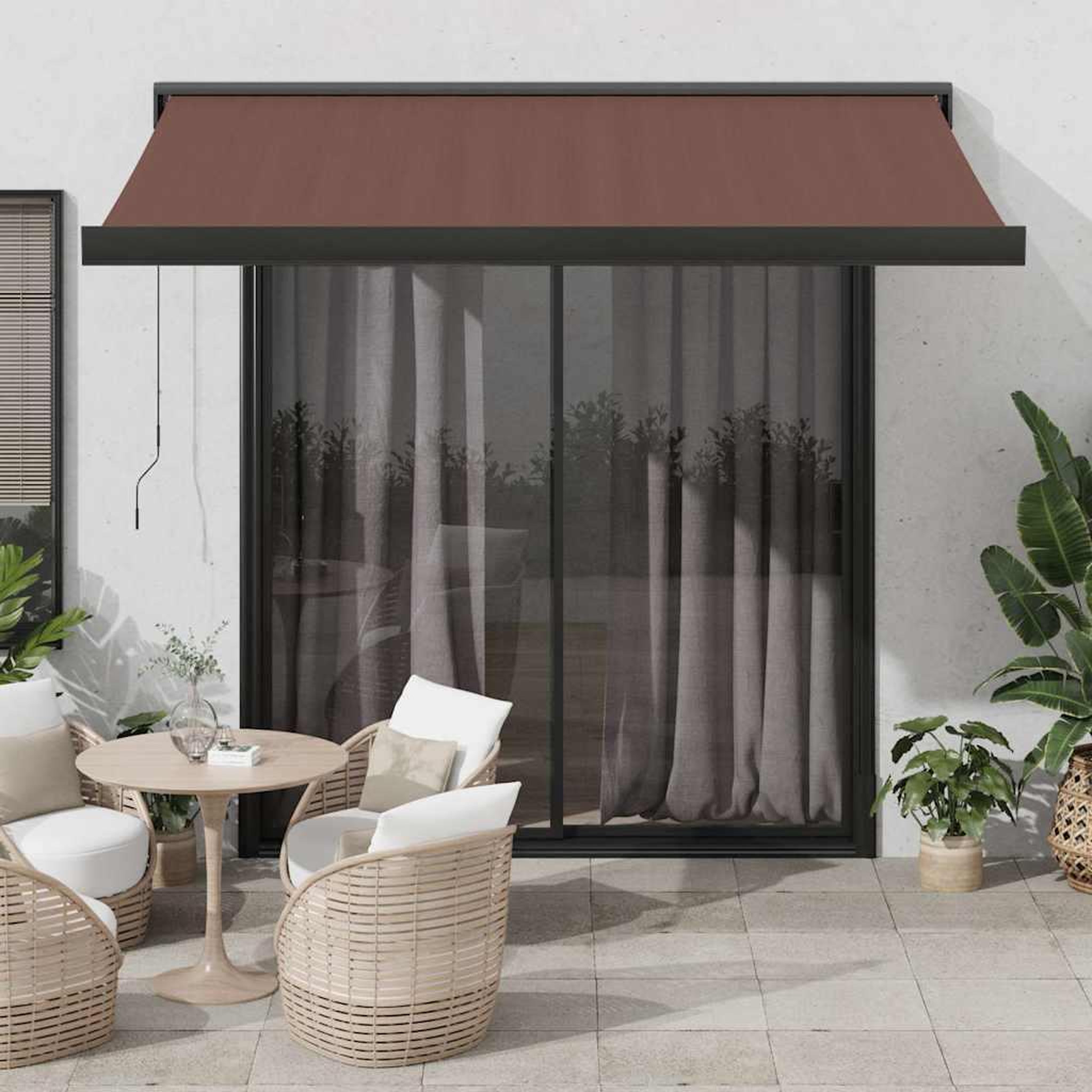VIDAXL Auvent retractable automatique marron 350x250 cm