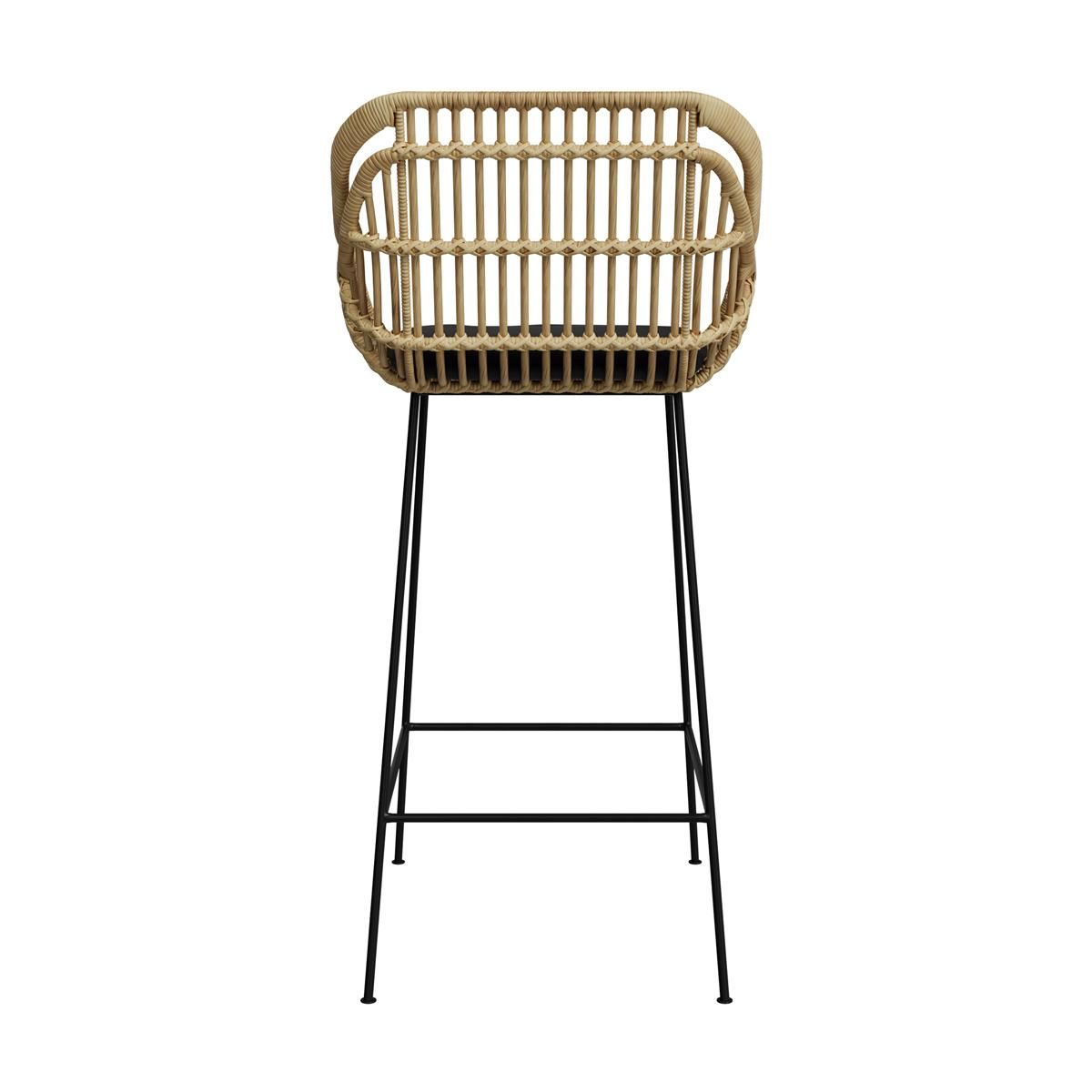 Rendez vous déco Chaise de bar en rotin naturel et pieds en métal noir 71 cm - Chiloe