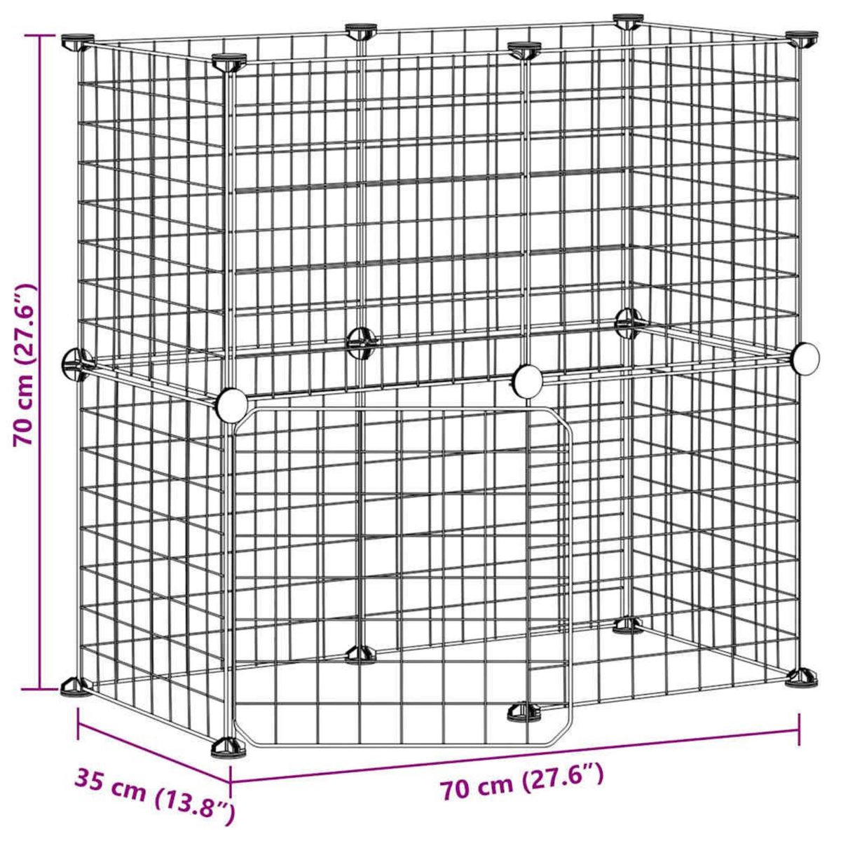 VIDAXL Cage animaux de compagnie a 12 panneaux et porte Noir 35x35 cm