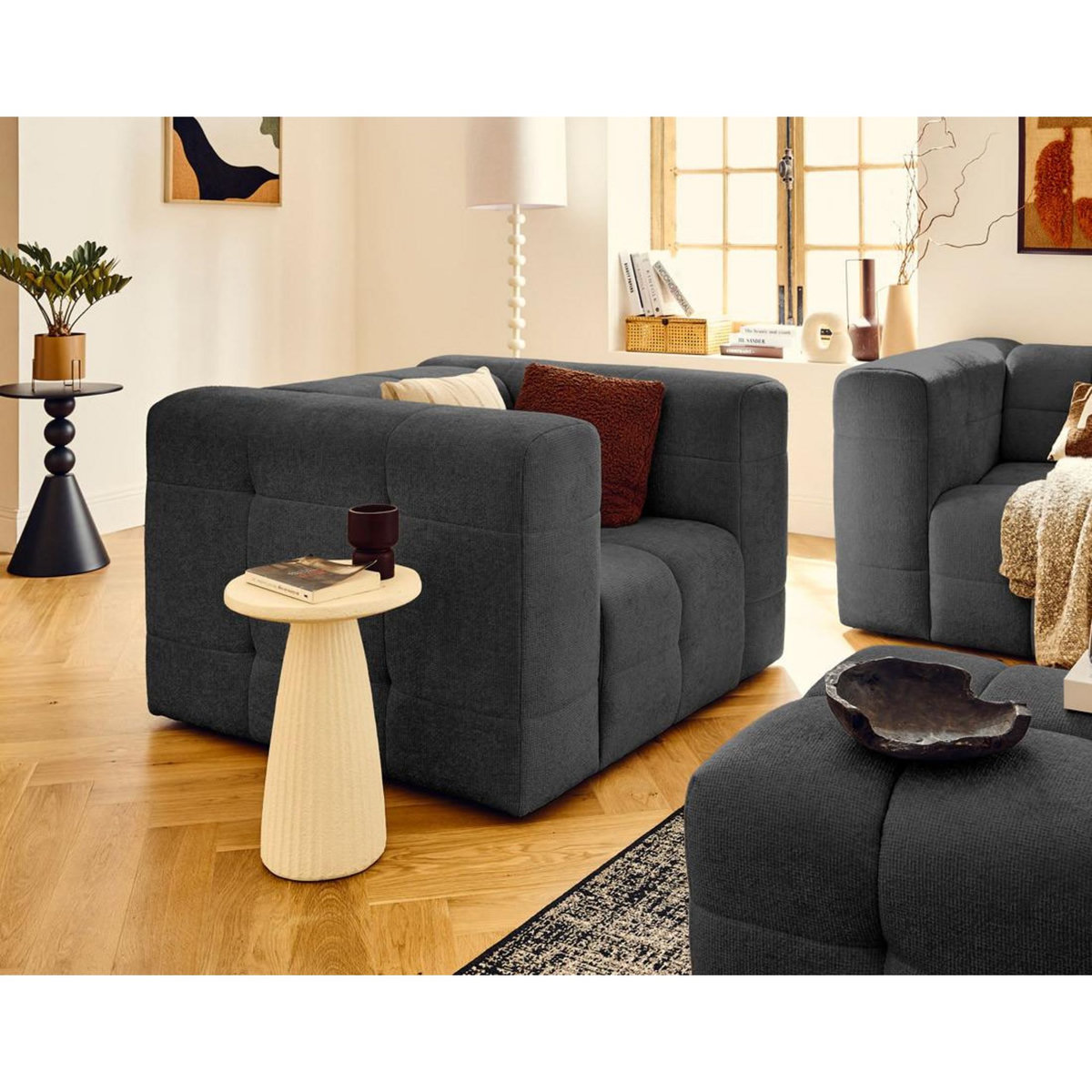 LISA DESIGN Suzano - fauteuil en tissu texturé
